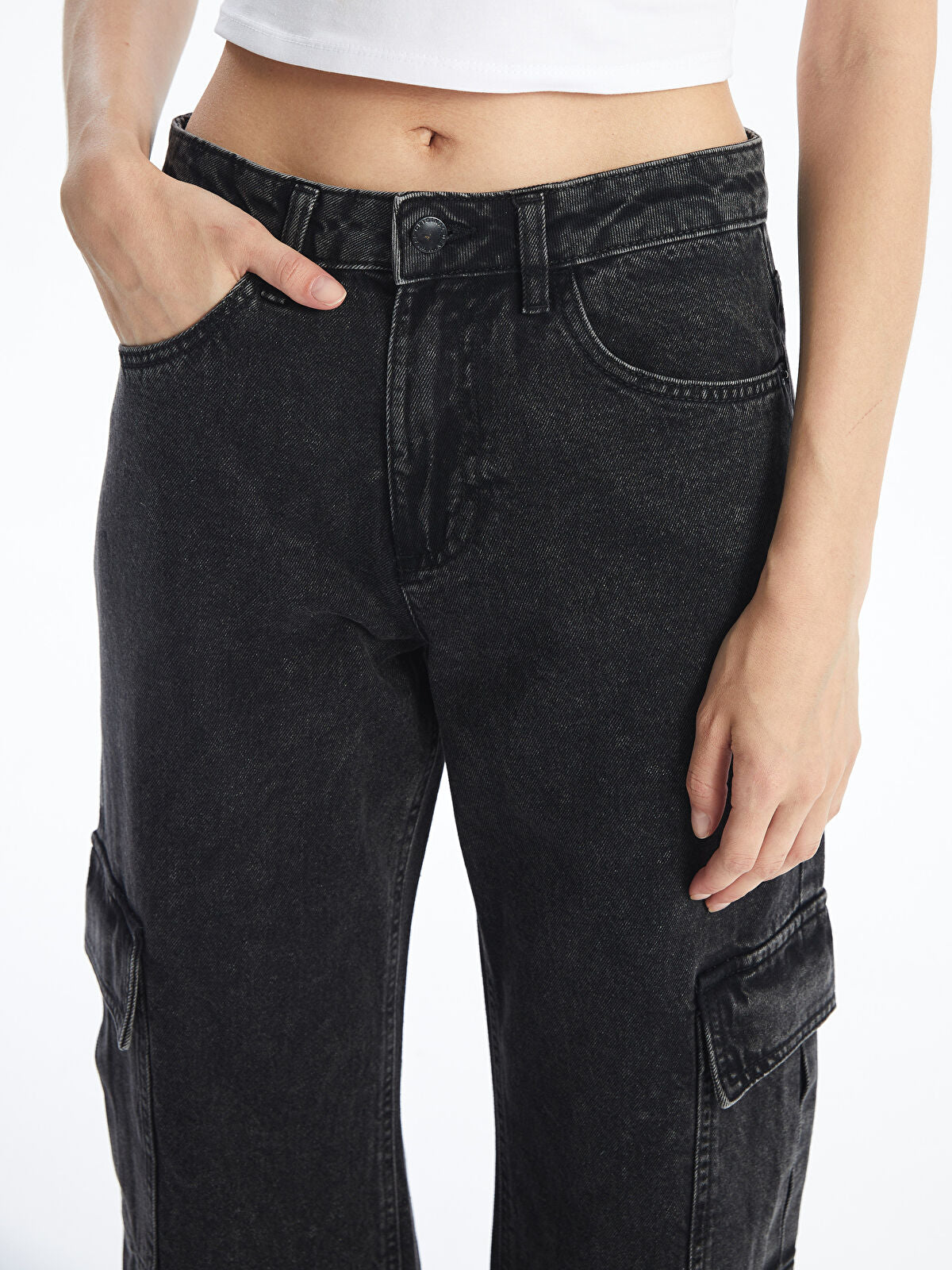 Wide Leg Women's Cargo Jeans Pants