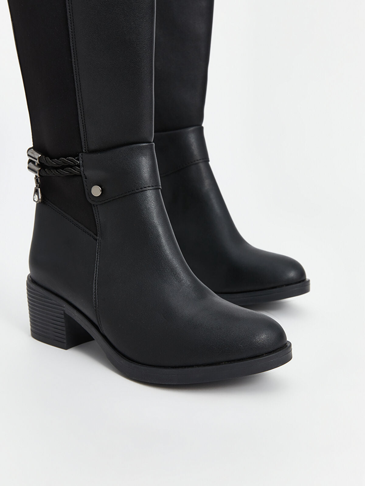 Heel Women's Leather-Look Ankle Boot