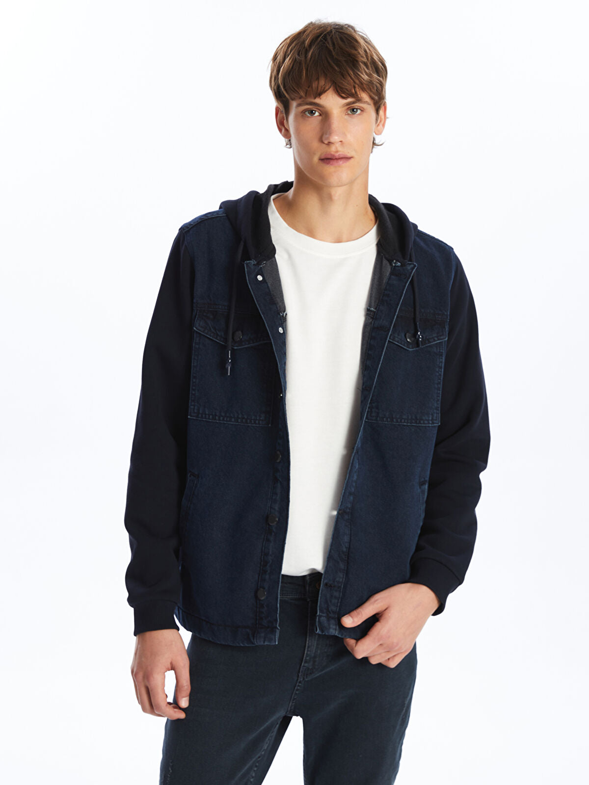 Standard Fit Hooded Men's Jeans Jacket