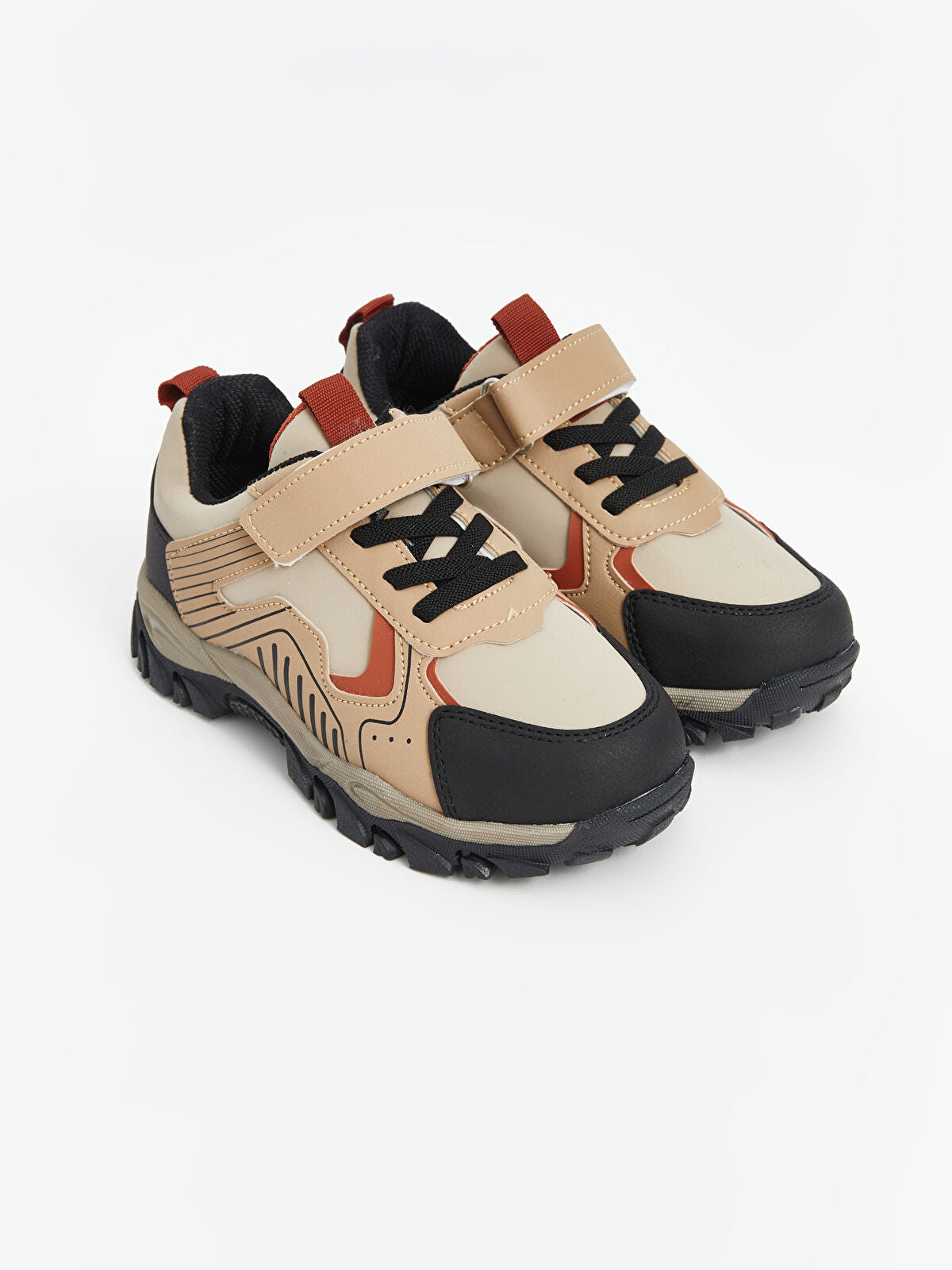 Tie and Crinkle-textured Boys' Trekking Shoes