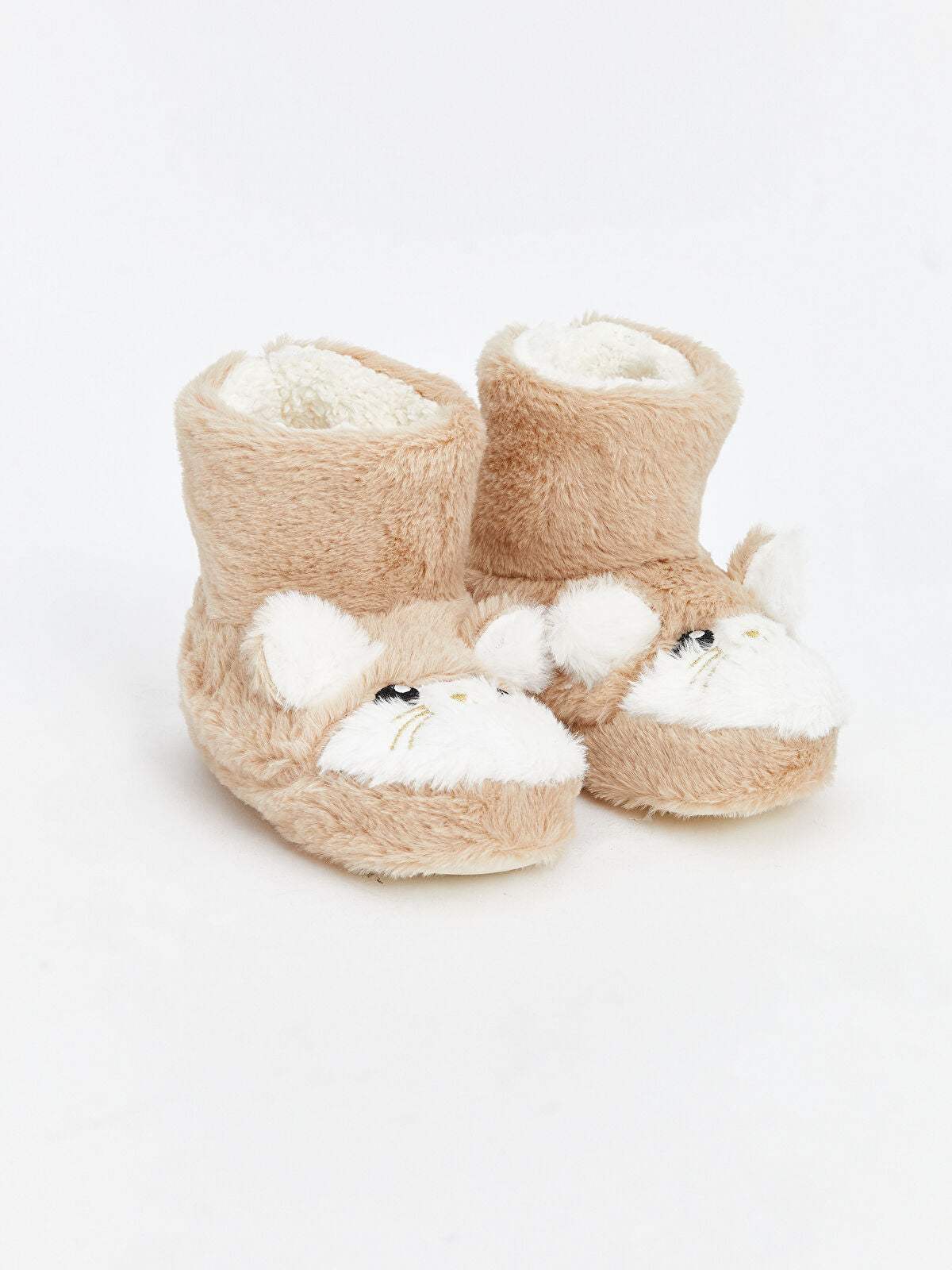 Nylon Detailed Fleece Girl Toddler House Slippers