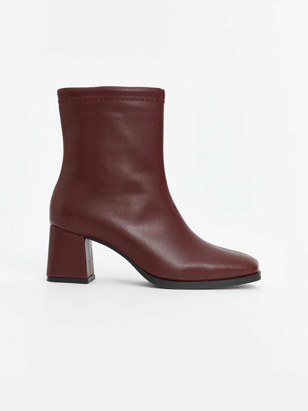 Leather-Look Buckle Women's Heeled Boot