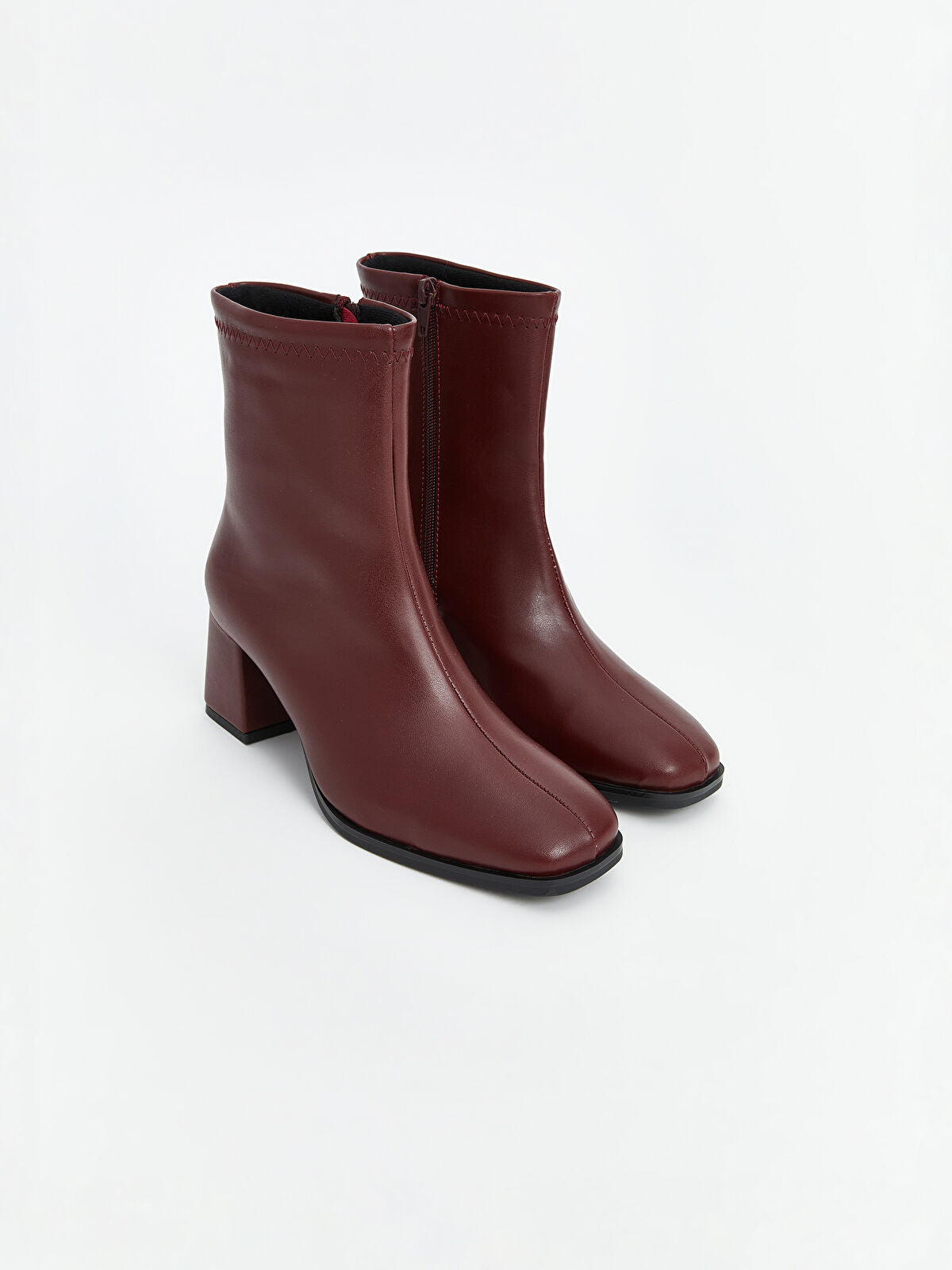 Leather-Look Buckle Women's Heeled Boot