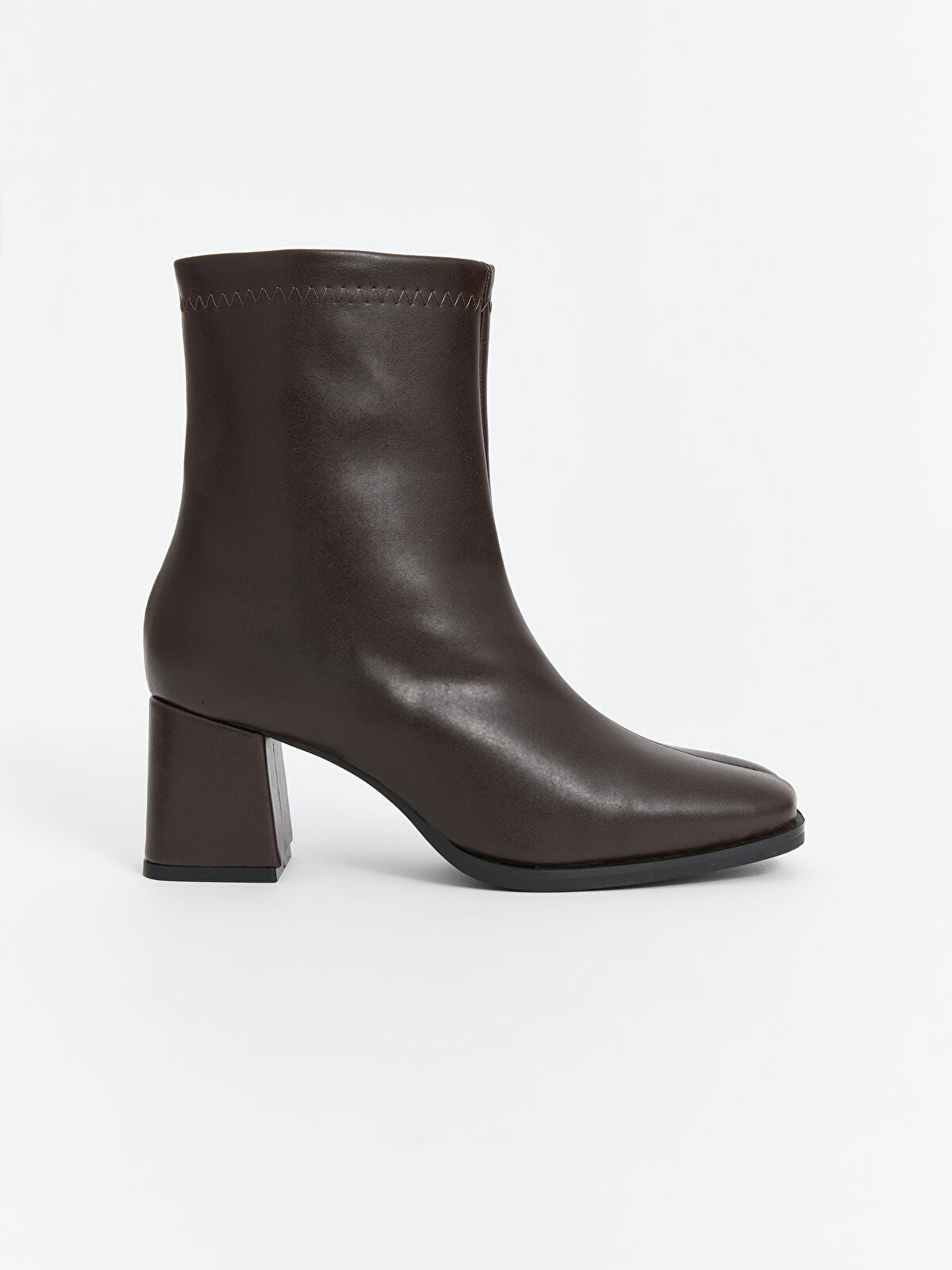 Leather-Look Buckle Women's Heeled Boot