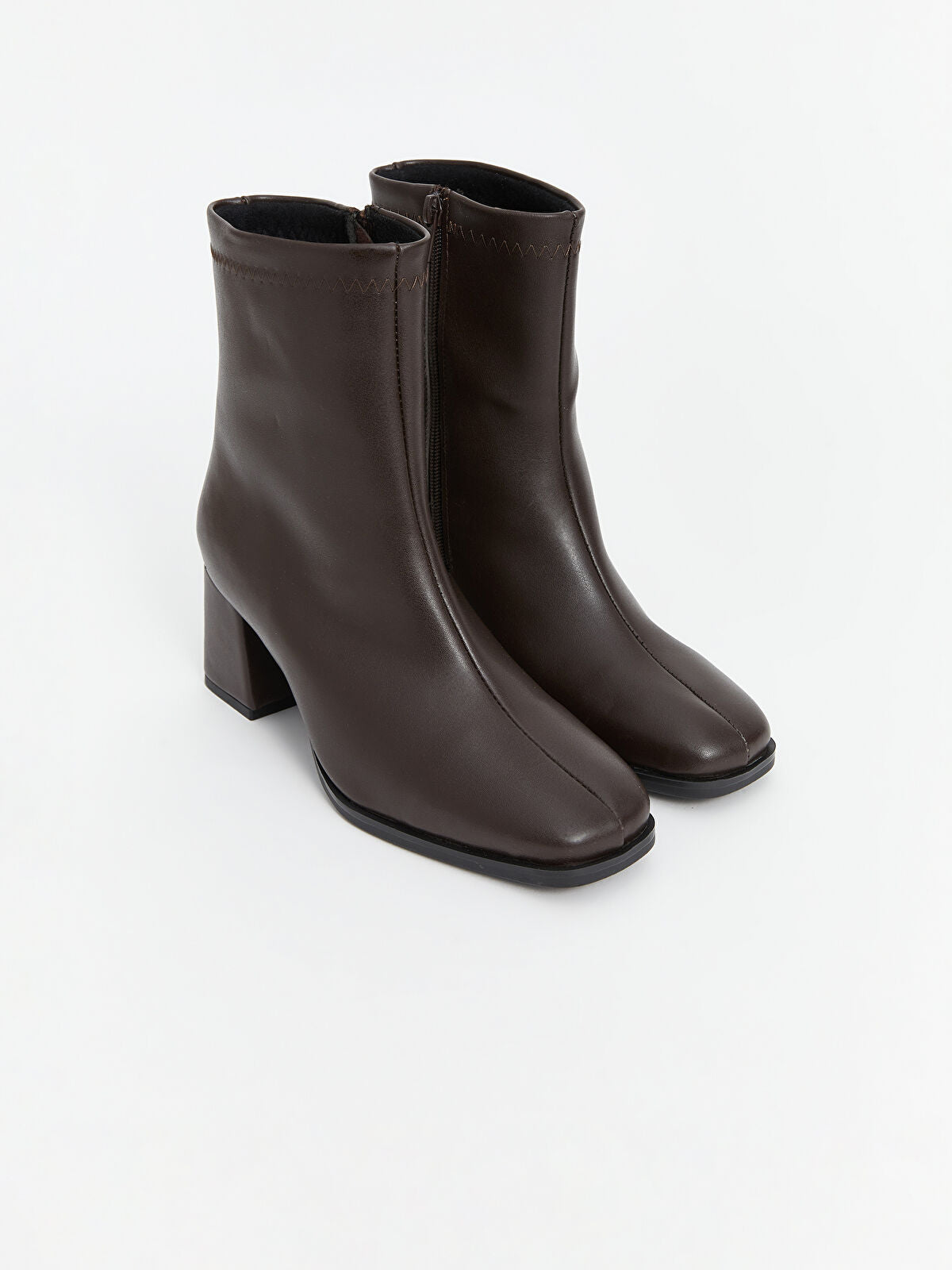 Leather-Look Buckle Women's Heeled Boot