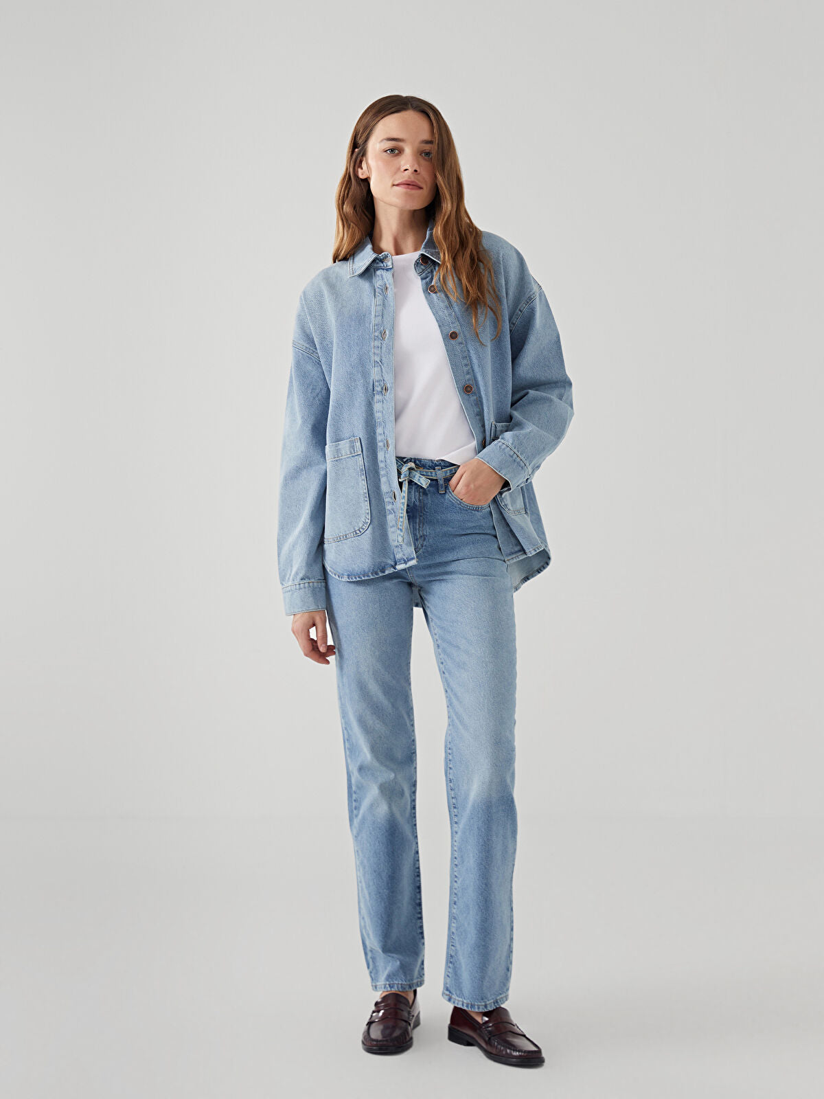 Straight Fit Women's Belted Jean Pants