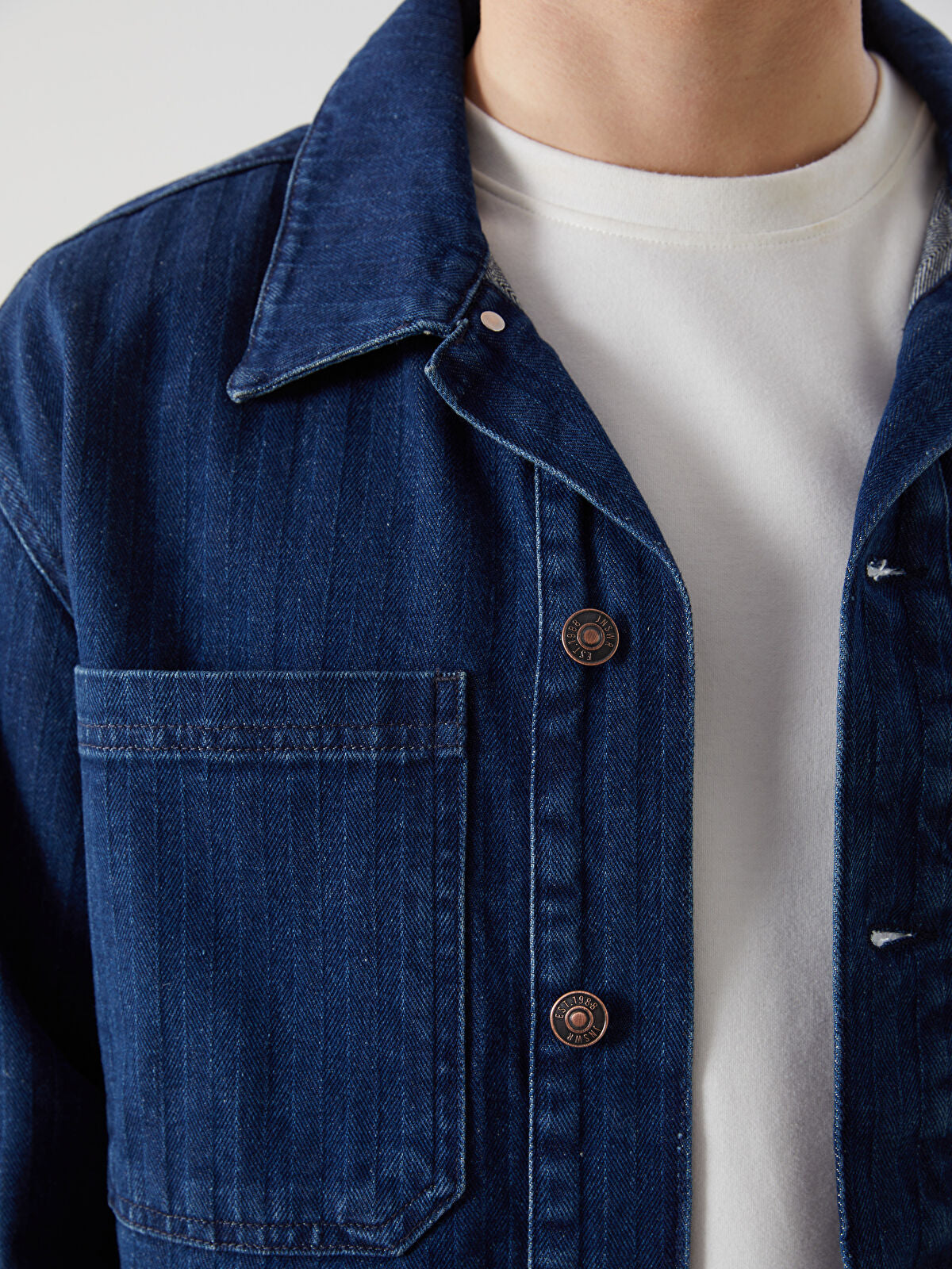 Comfortable Long-Sleeve Men's Jean Dress Shirt