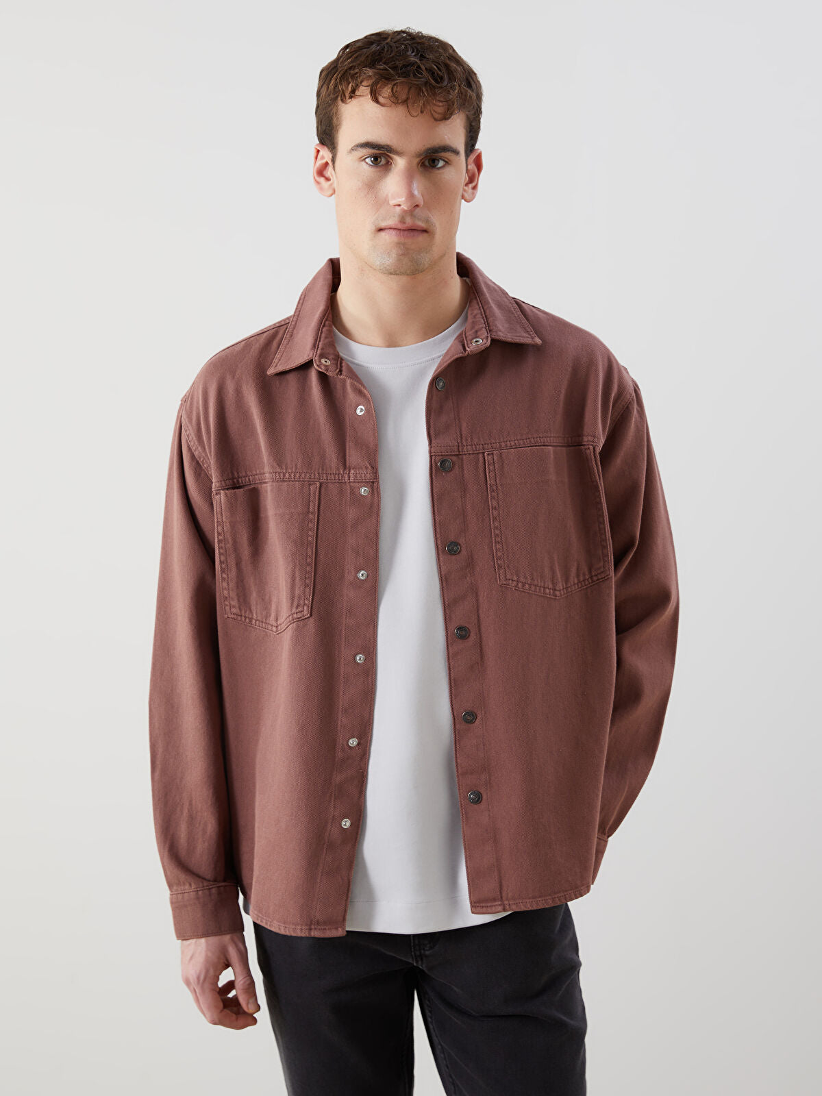 Comfortable Long Sleeved Men's Dress Shirt Jacket