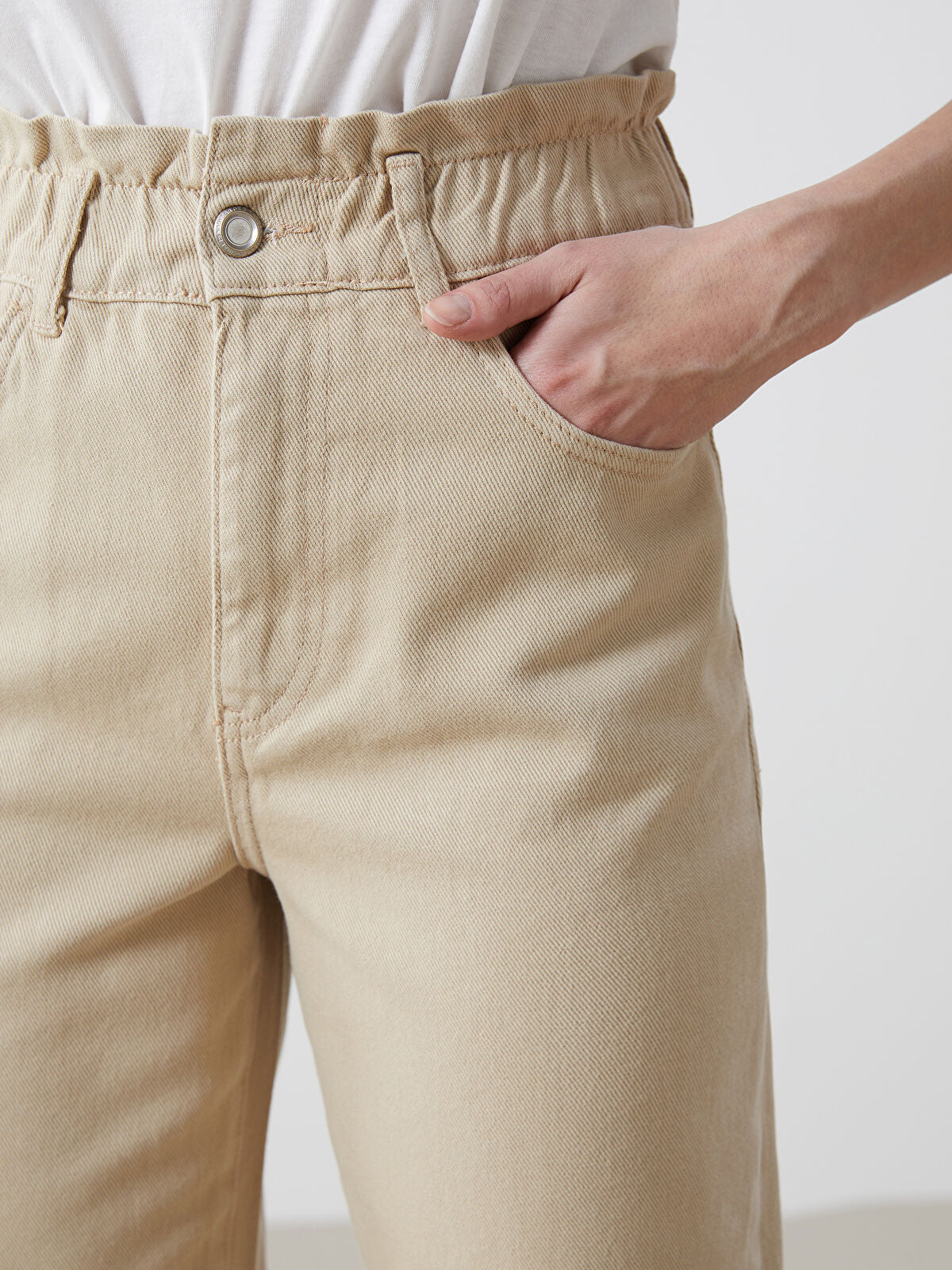 Olive Green Waist Elastic Slouchy Fit Women's Denim Jean Pants