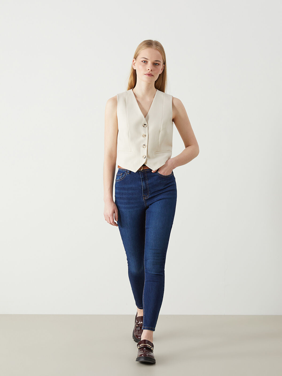 Jupiter Super Skinny Fit Women's Belt Waist Denim Pantalon