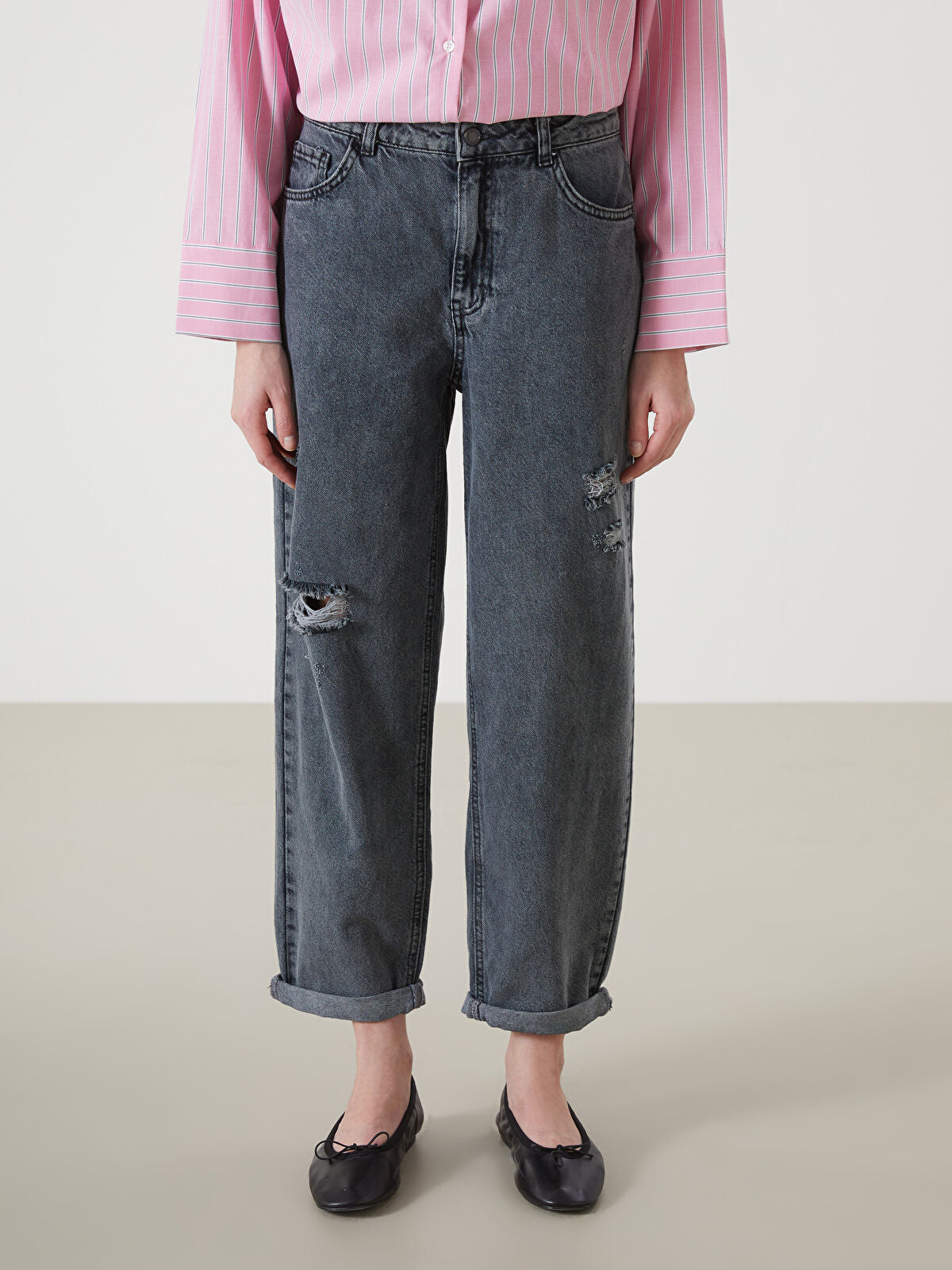 Boyfriend Ripped Detailed Women's Jeans Trouser