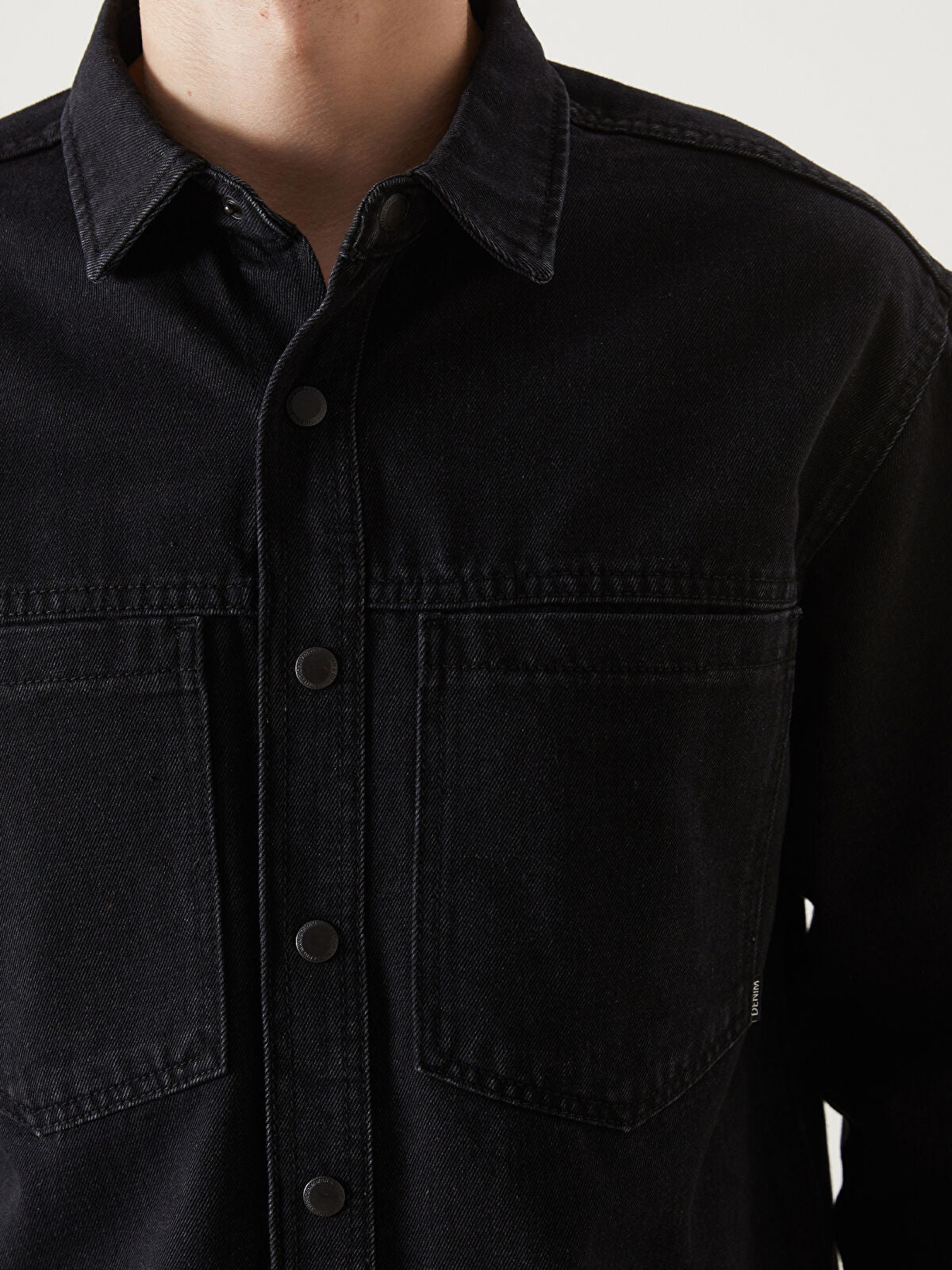 Comfortable Long-Sleeve Men's Jean Dress Shirt