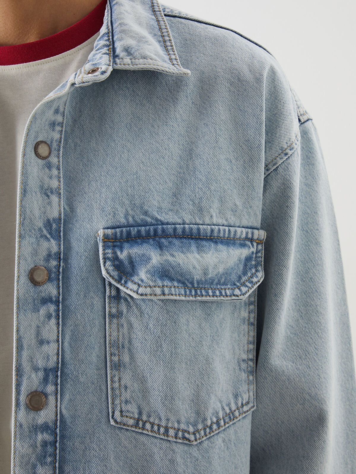 Comfortable Long-Sleeve Men's Jean Dress Shirt