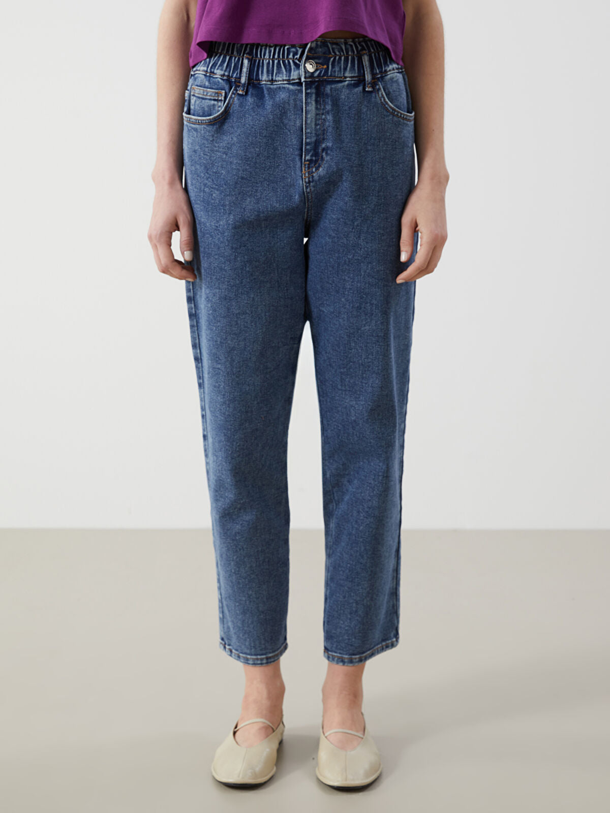 Elastic Waist Slim Mom Women's Jeans Pants