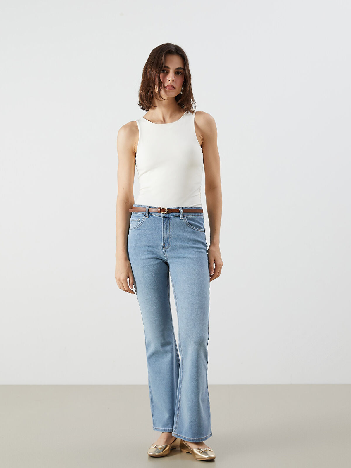 Waist Belted Mars Flare Women's Jeans Pants