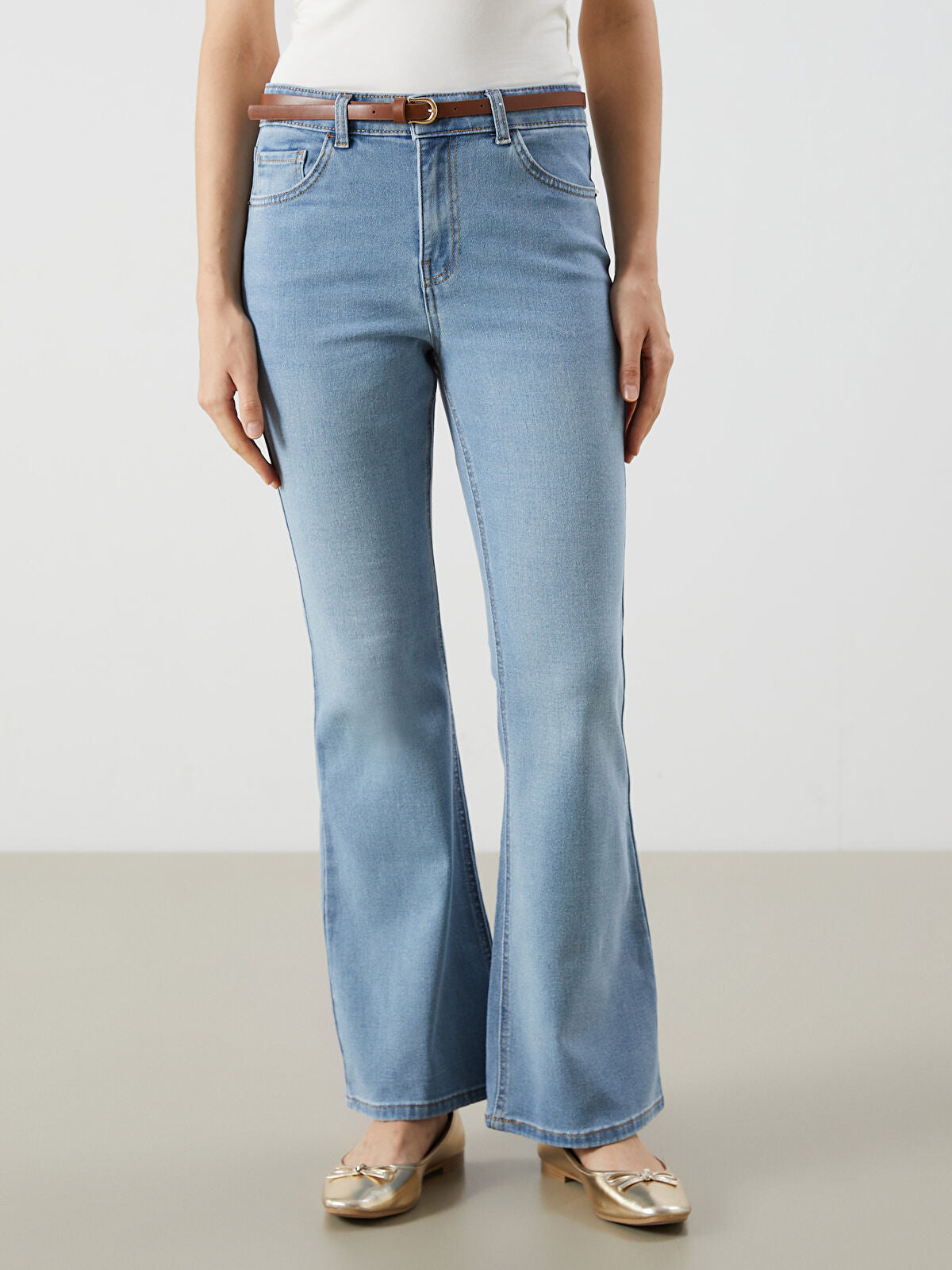 Waist Belted Mars Flare Women's Jeans Pants