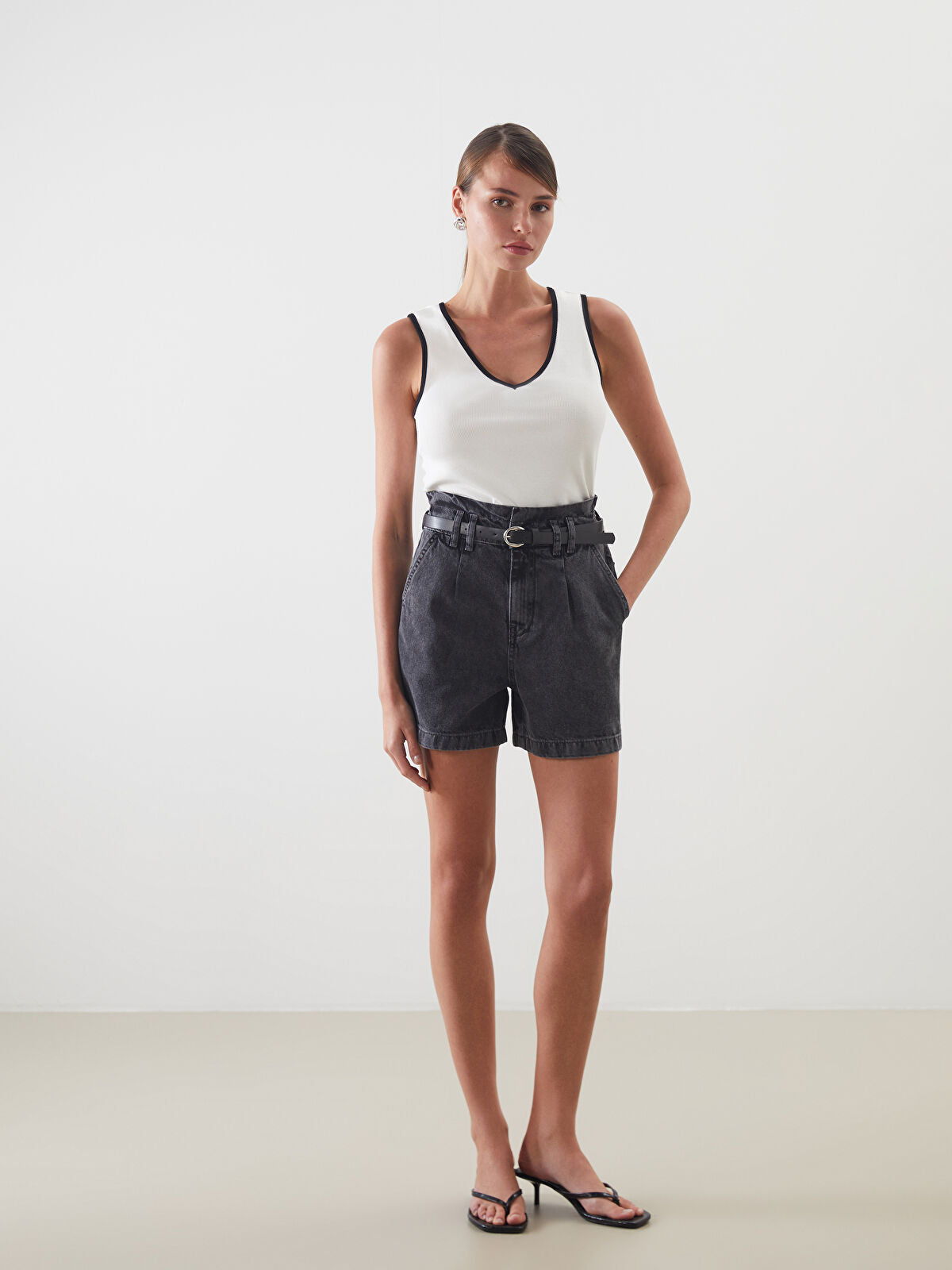 Waist Bel Jeans Women's Short