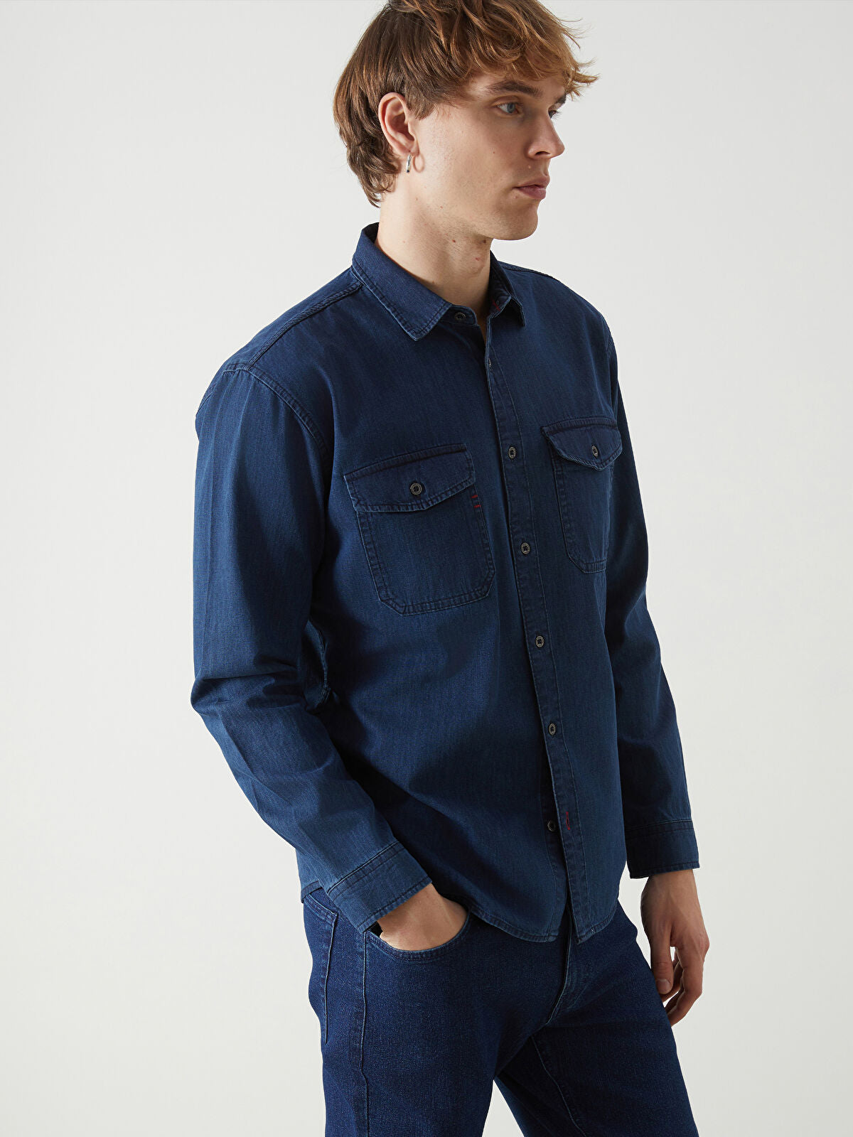 Regular Fit Long Sleeve Men's Jeans T-shirt