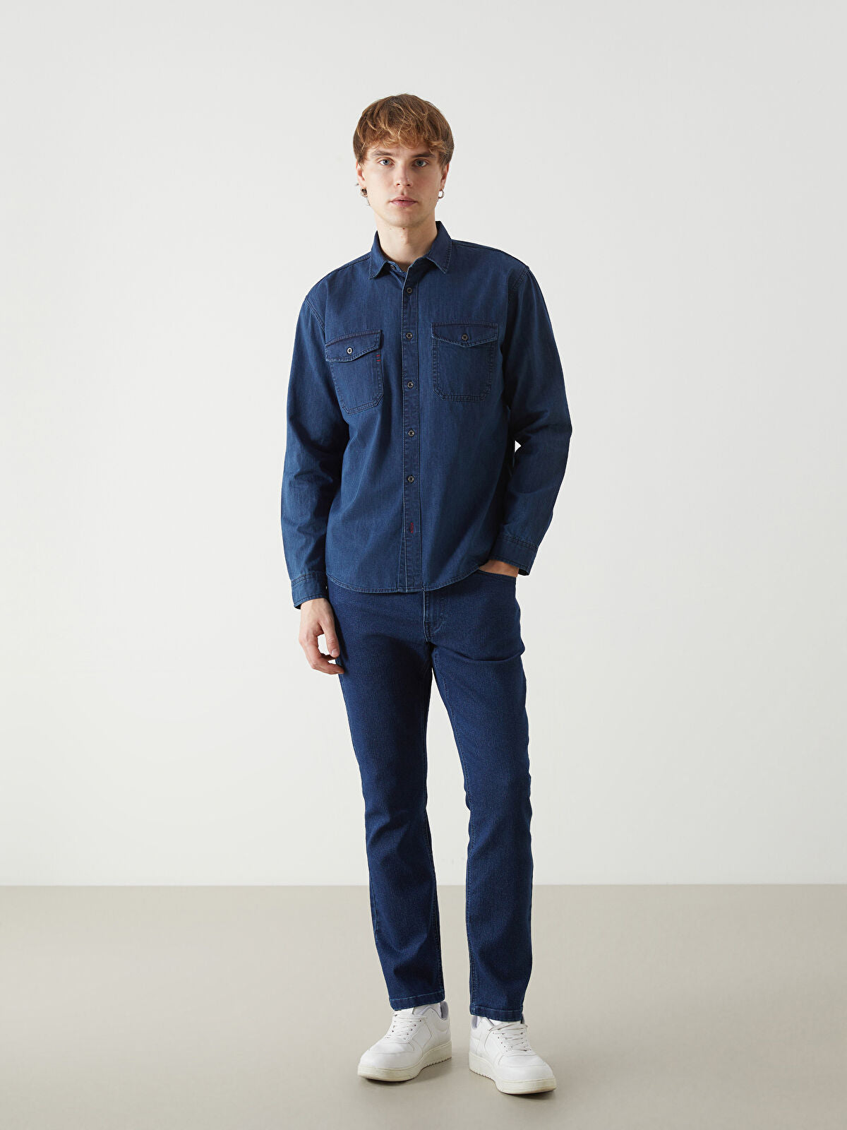 Regular Fit Long Sleeve Men's Jeans T-shirt