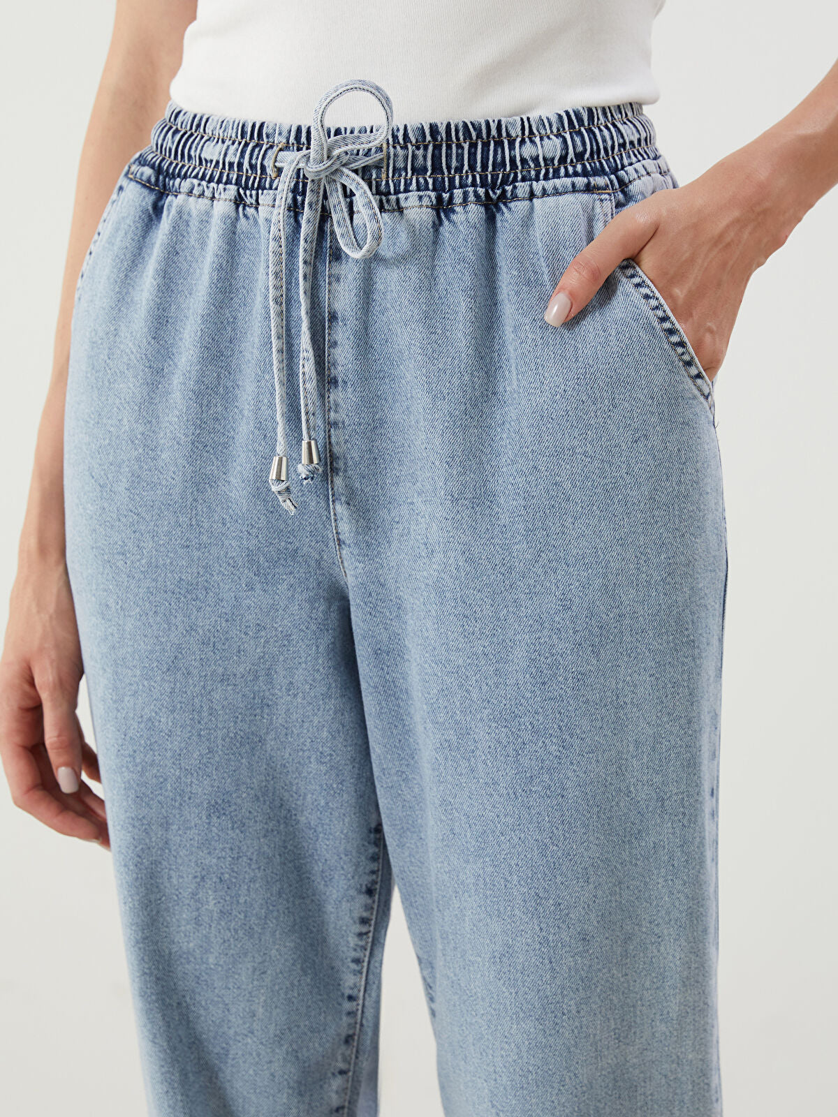 Waist Elastic Balloon Fit Women's Jeans Pants