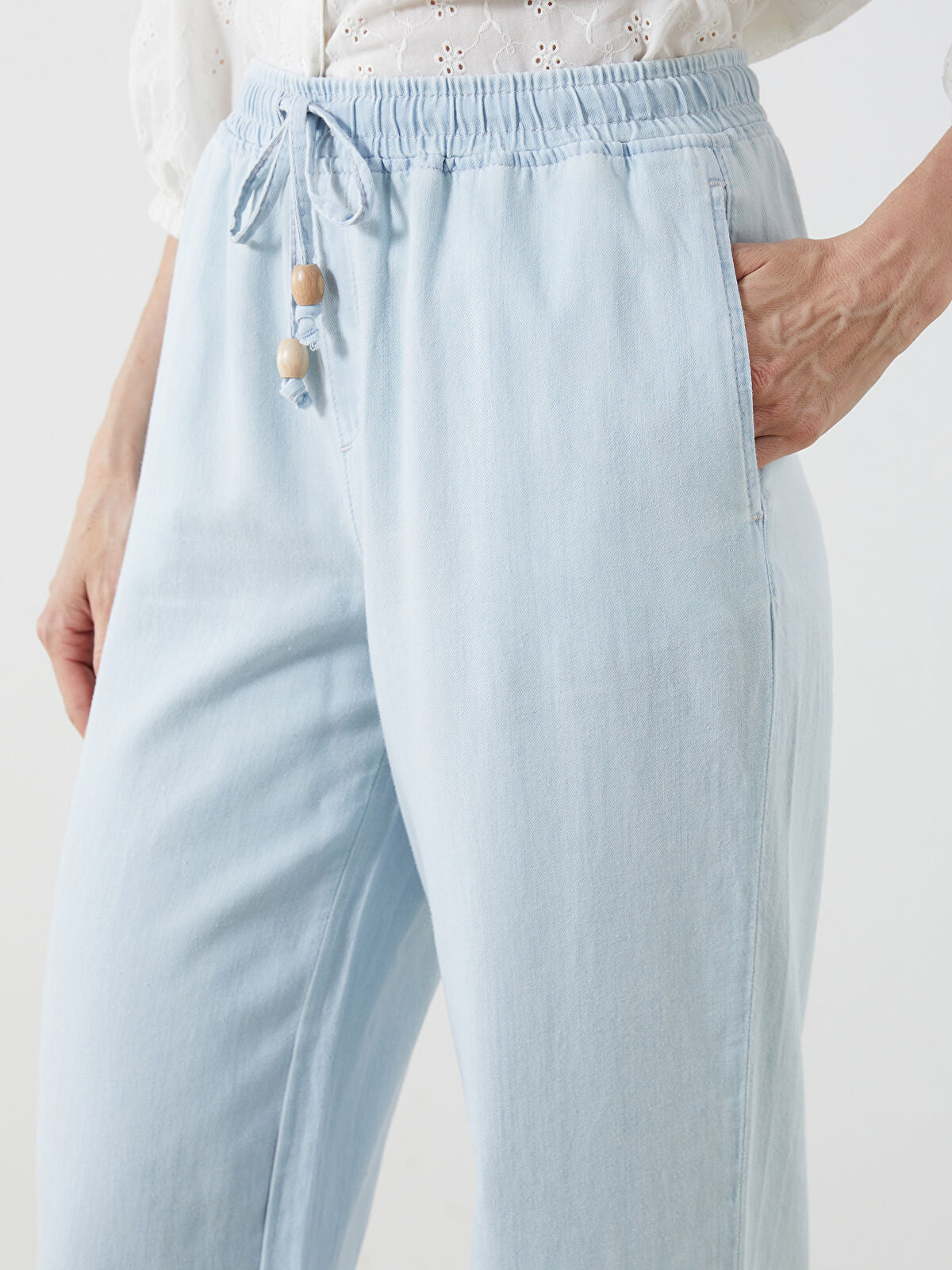 Elastic Waist Women's Wide-leg Jeans Pants
