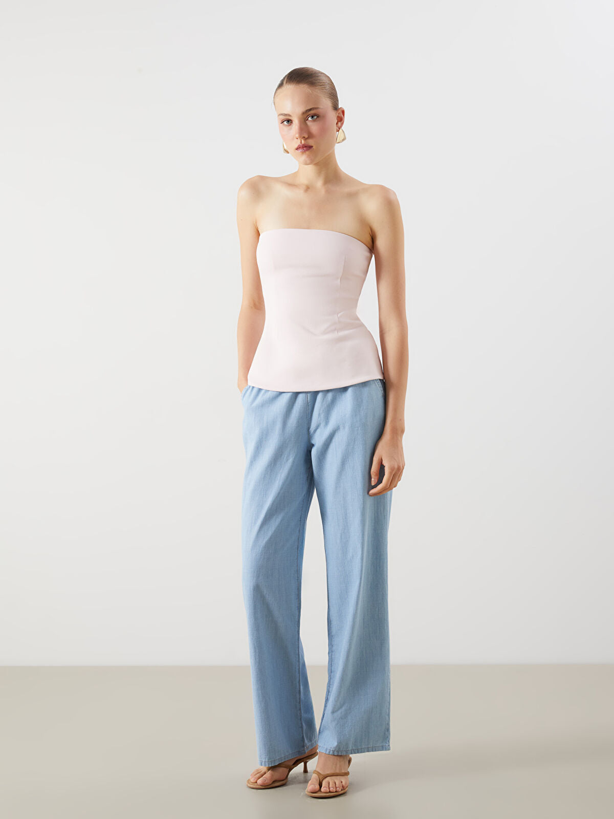 Elastic Waist Women's Wide-leg Jeans Pants