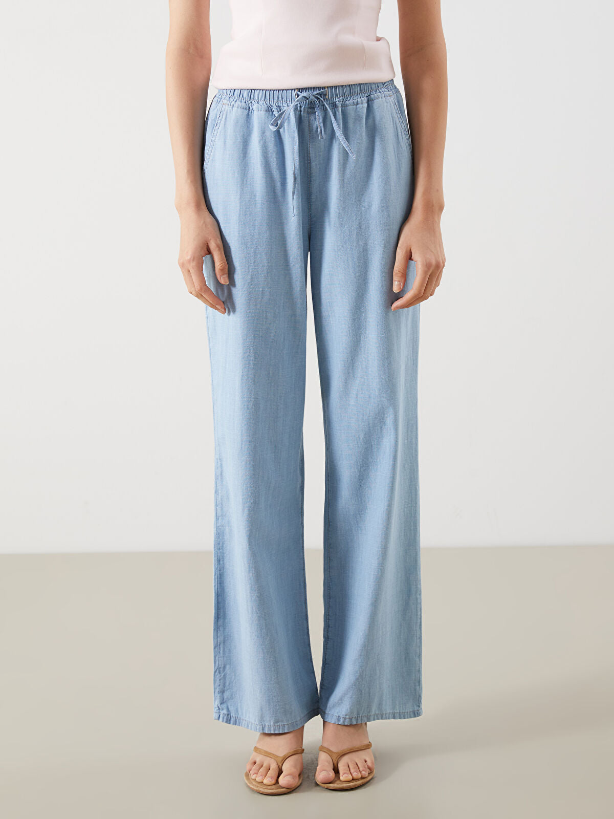 Elastic Waist Women's Wide-leg Jeans Pants
