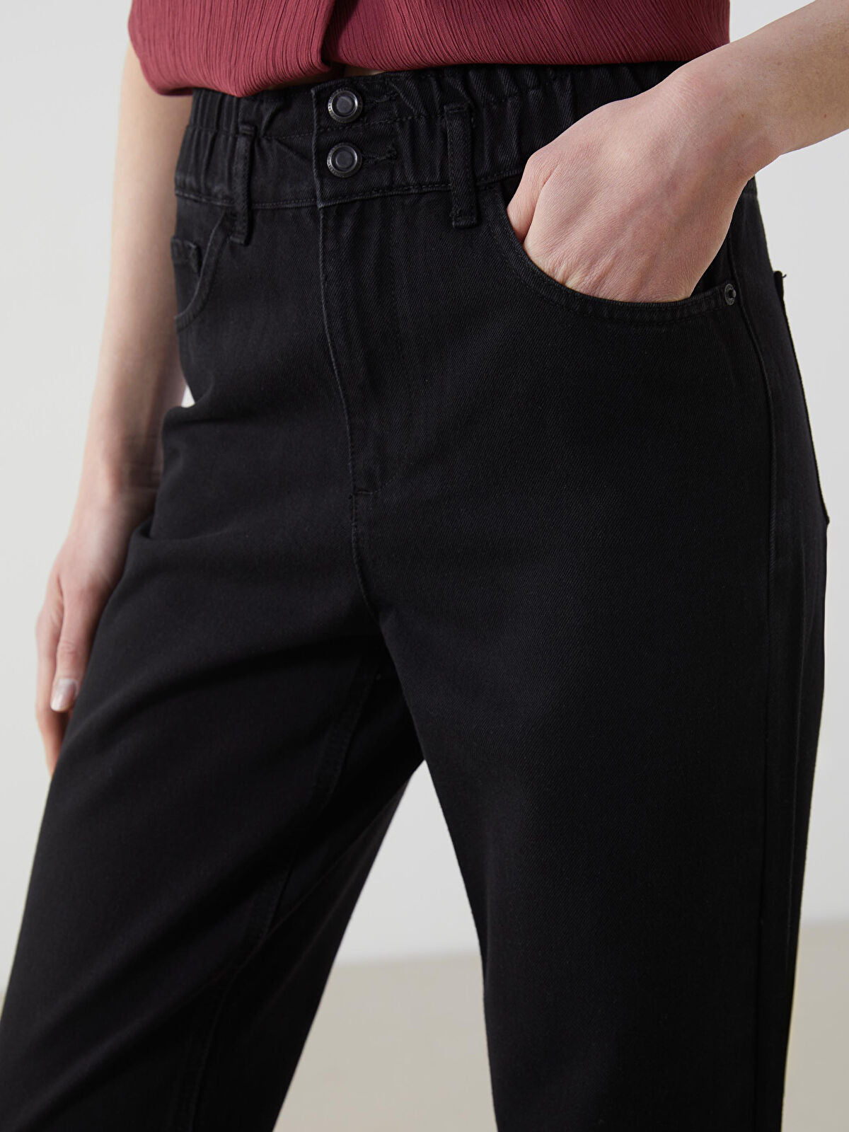 Olive Green Waist Elastic Slouchy Fit Women's Denim Jean Pants