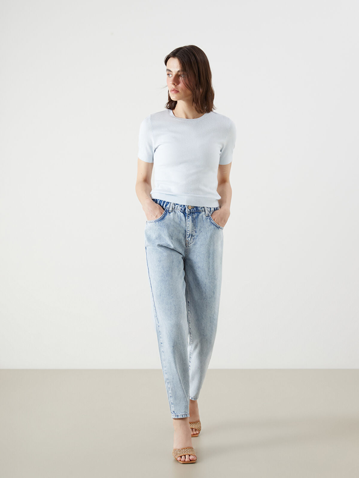 Olive Green Waist Elastic Slouchy Fit Women's Denim Jean Pants