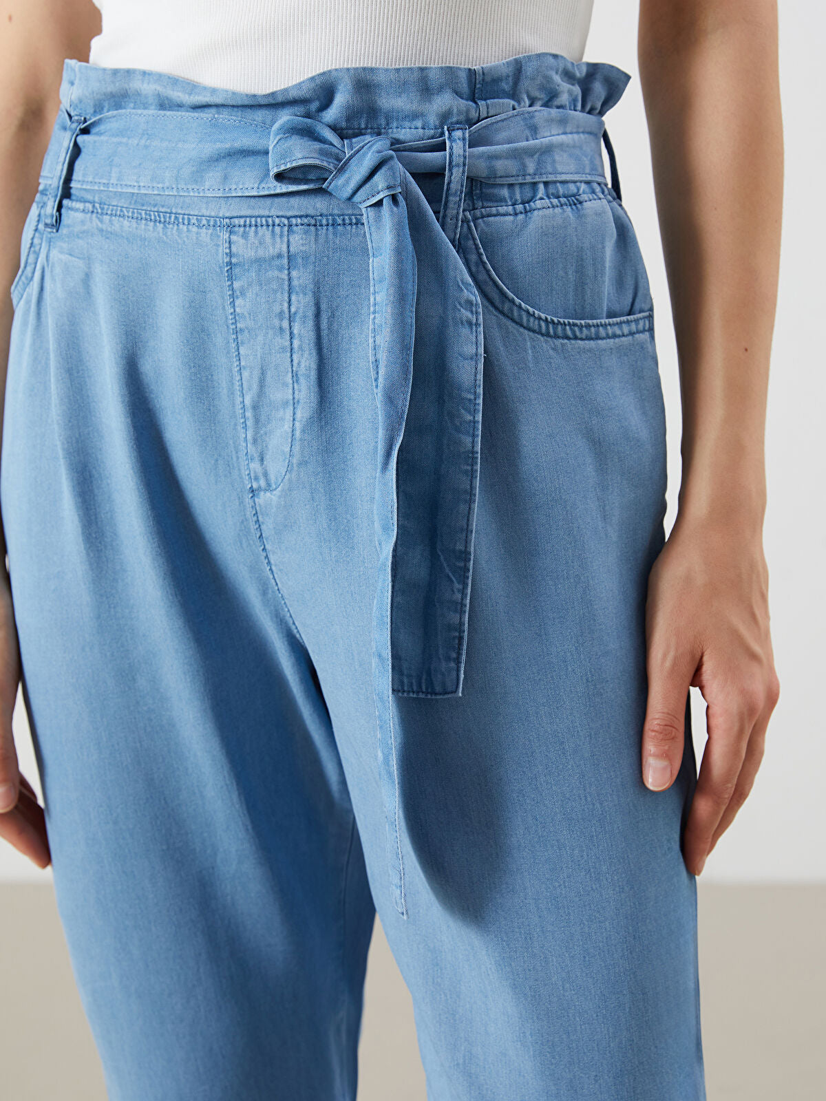Waist Baggy Paperbag Women's Jeans Trouser