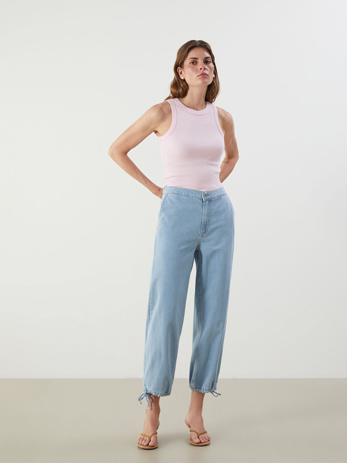 Elastic Waist Women's Denim Jogger Pants