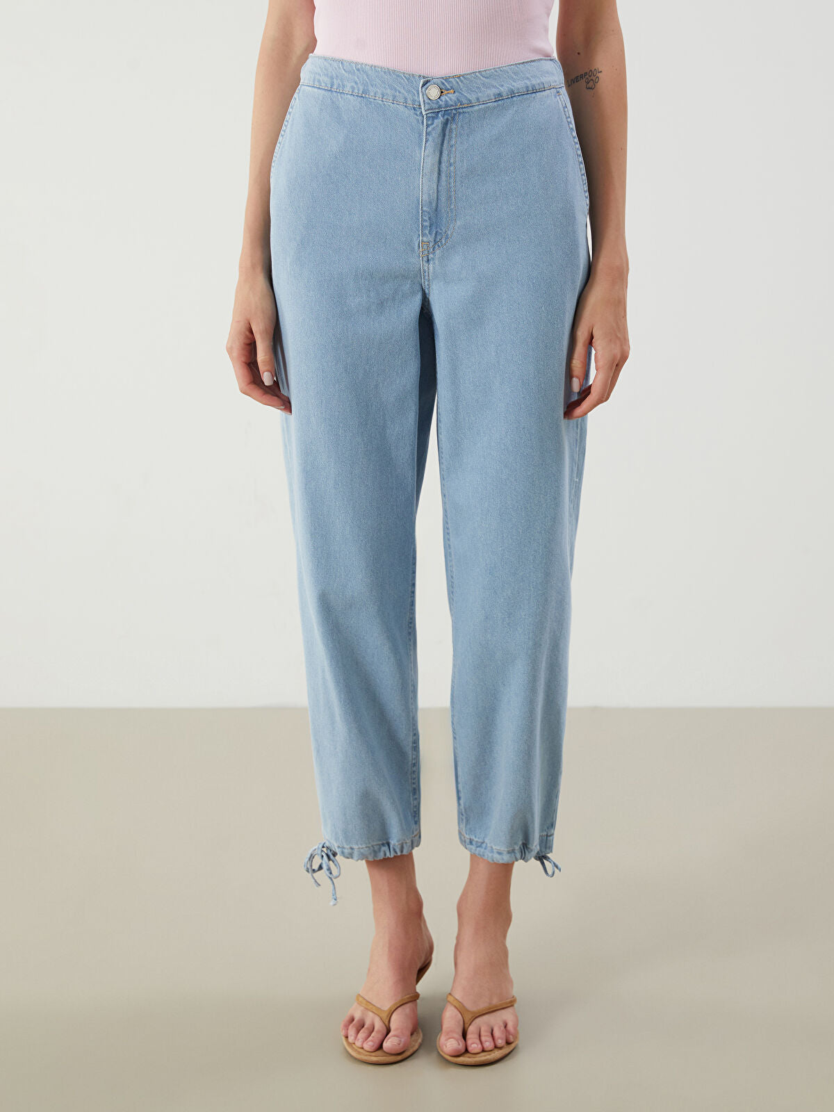 Elastic Waist Women's Denim Jogger Pants