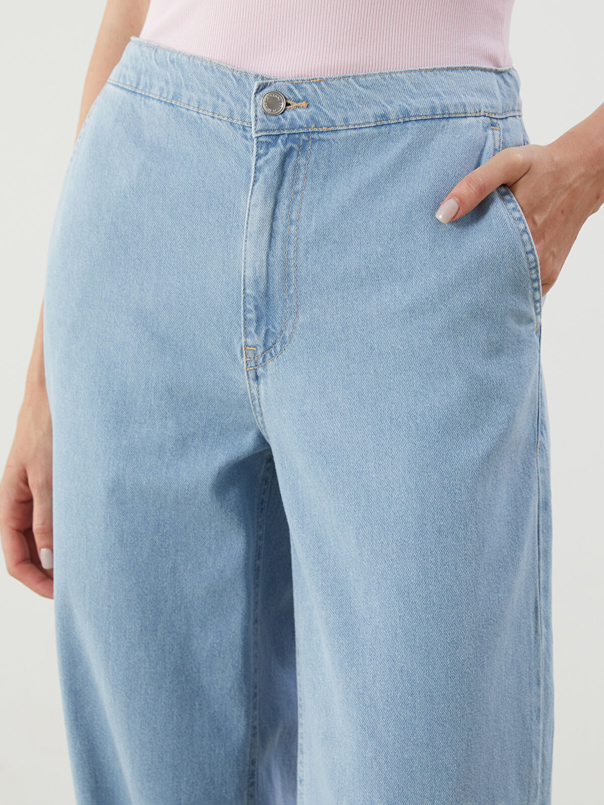 Elastic Waist Women's Denim Jogger Pants