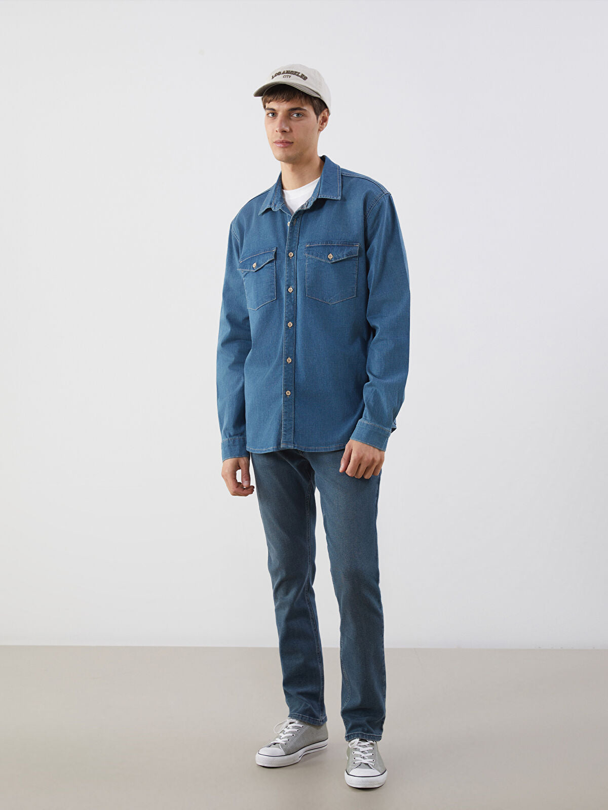 Regular Fit Long Sleeve Men's Jeans T-shirt