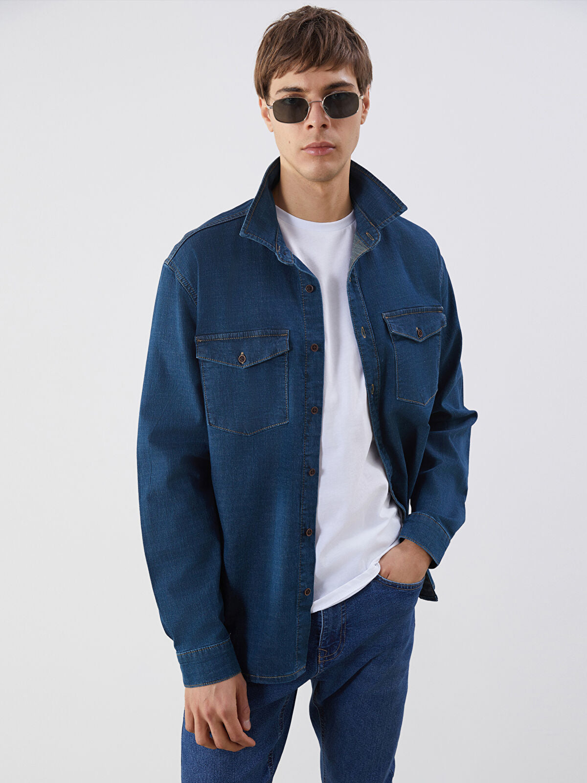 Regular Fit Long Sleeve Men's Jeans T-shirt