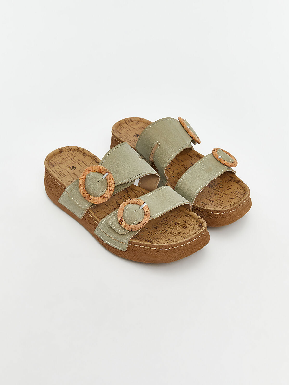 Suede Looking Double Strap Ladies' Sandals