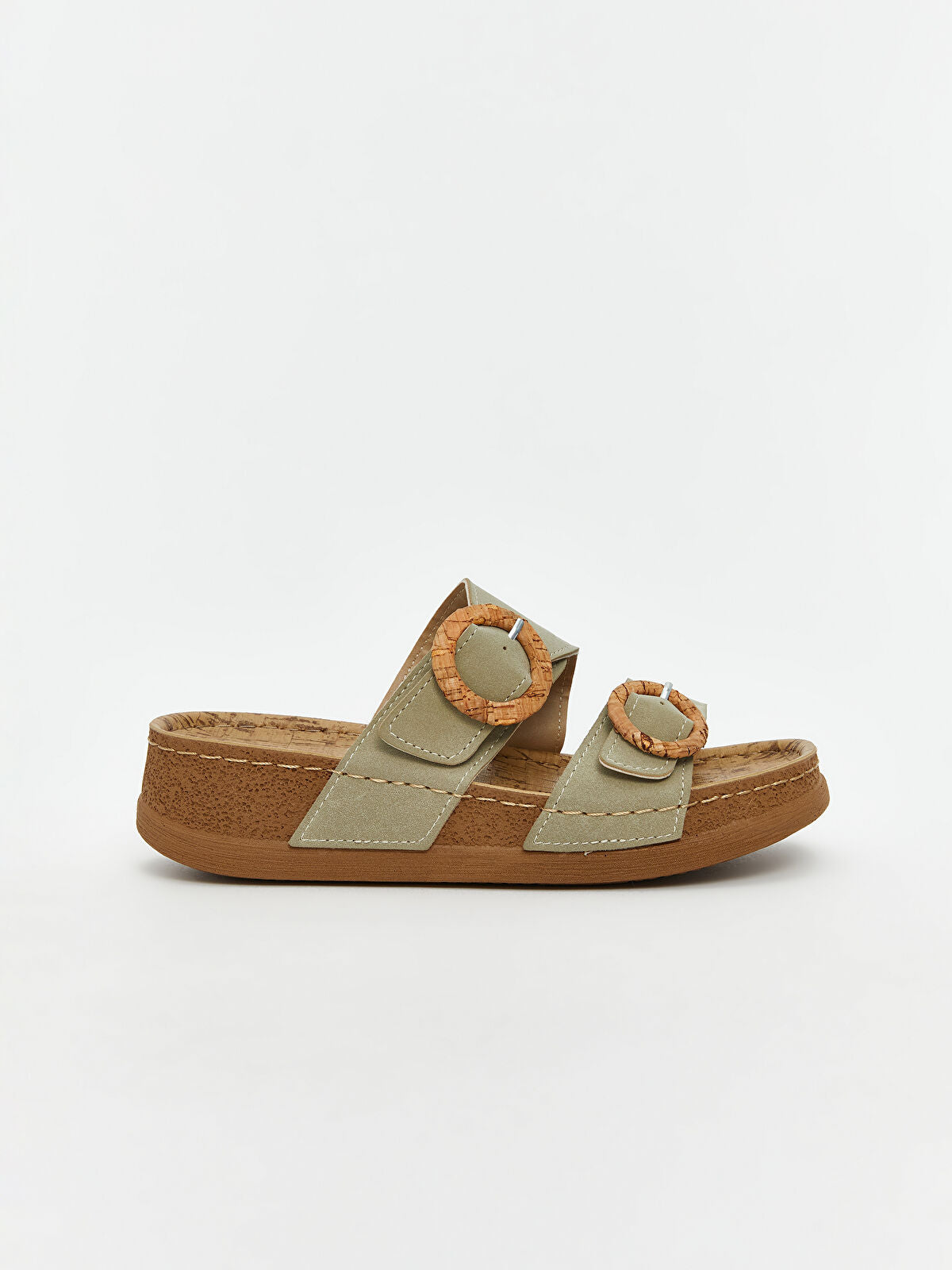 Suede Looking Double Strap Ladies' Sandals