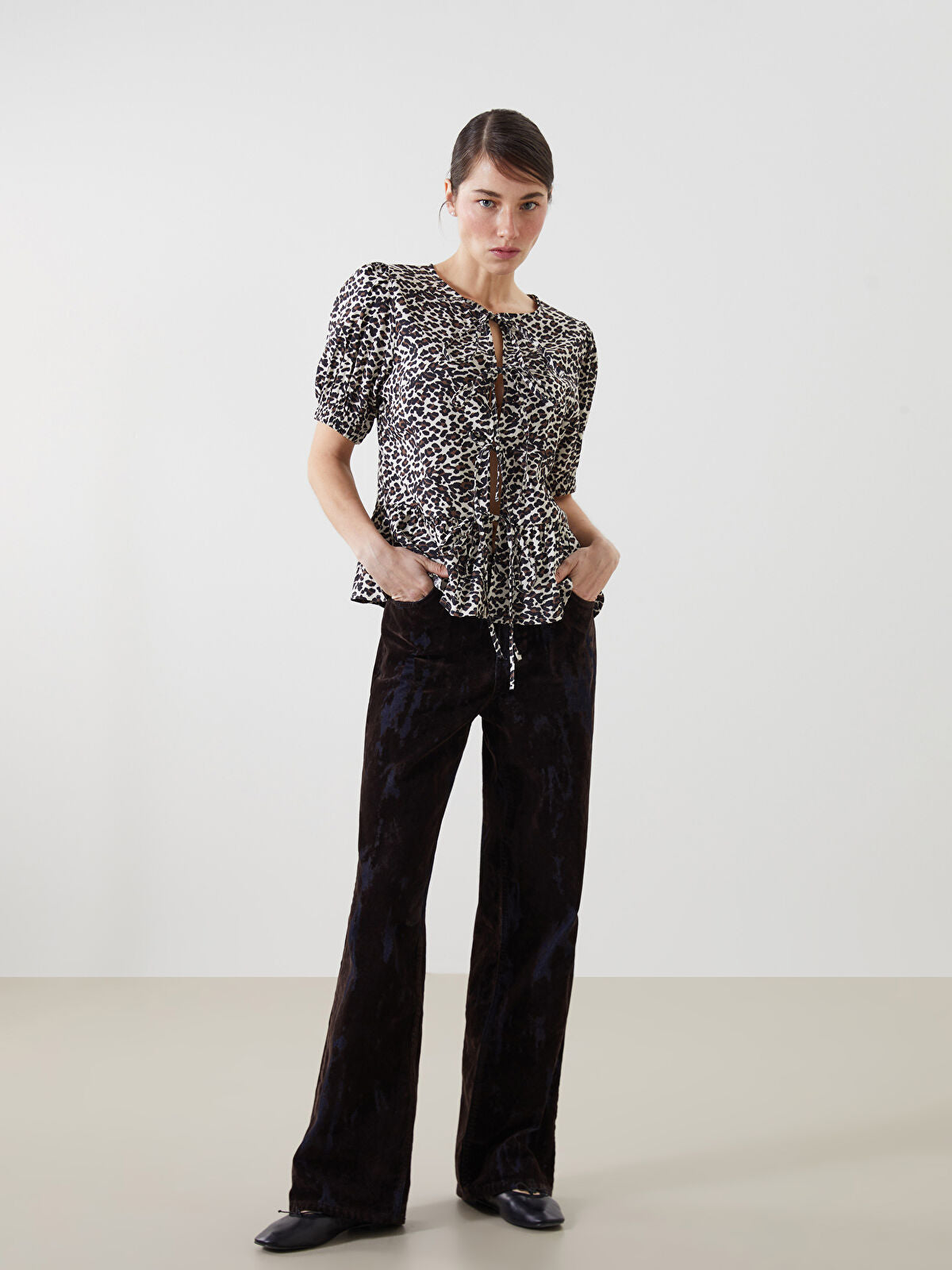 Straight Fit Batik Pattern Women's Jeans Trouser