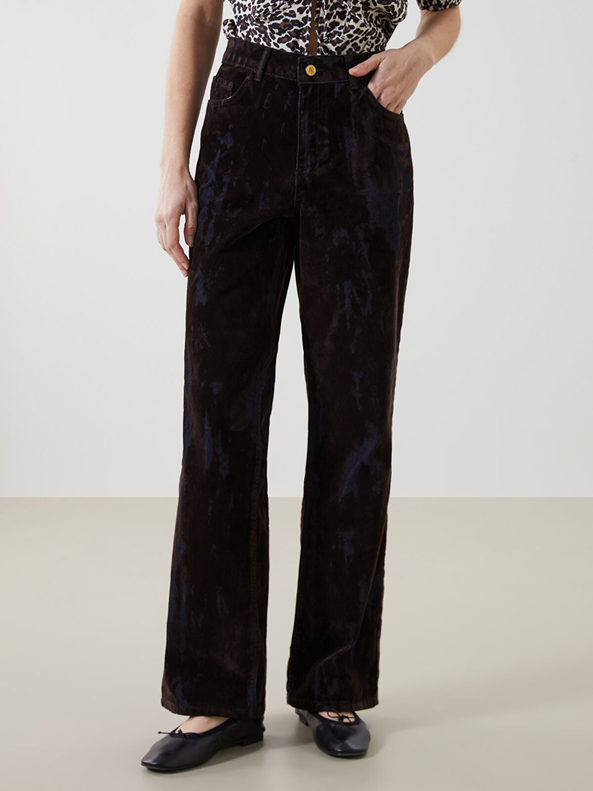Straight Fit Batik Pattern Women's Jeans Trouser
