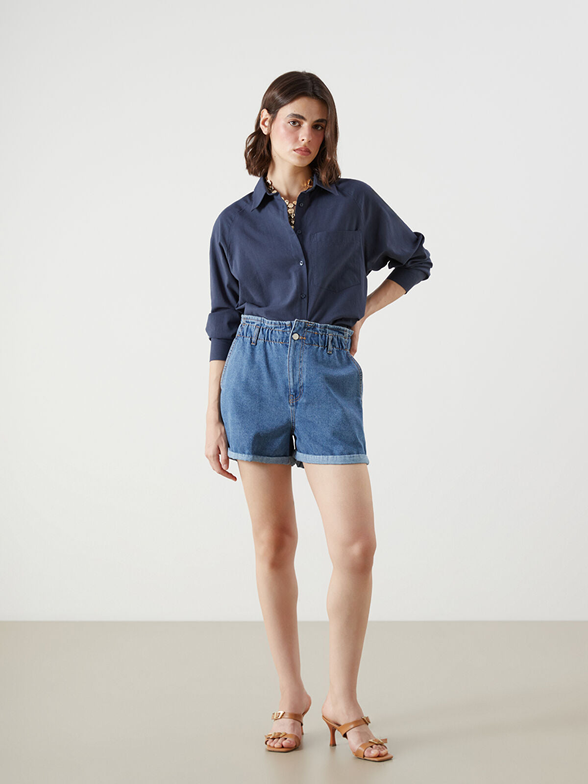 Waist Elastic Women's Jeans Short
