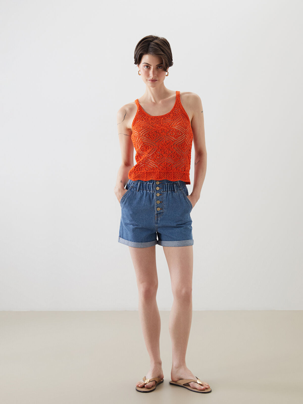 Waist Elastic Women's Jeans Short