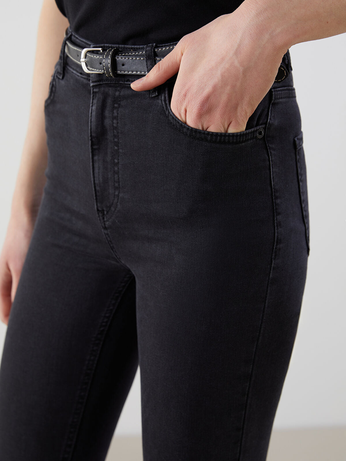 Jupiter Super Skinny Fit Women's Belt Waist Denim Pantalon