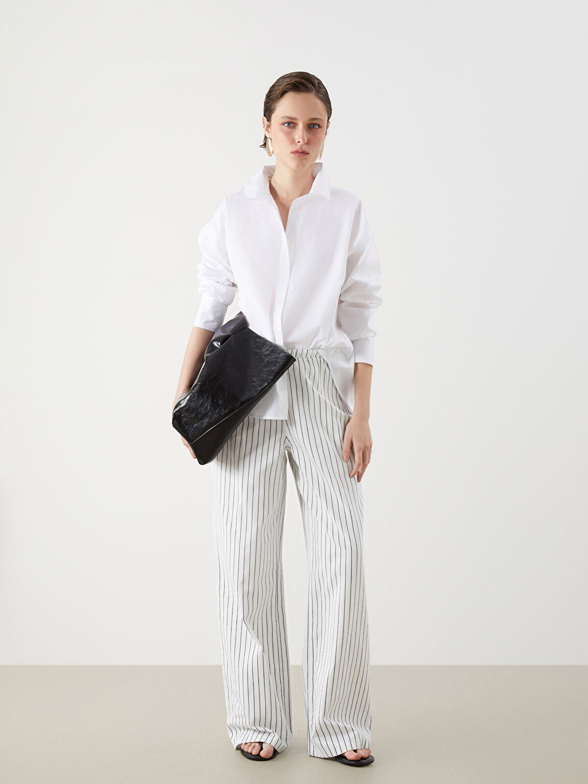 Wide Leg Striped Women's Jeans Pants