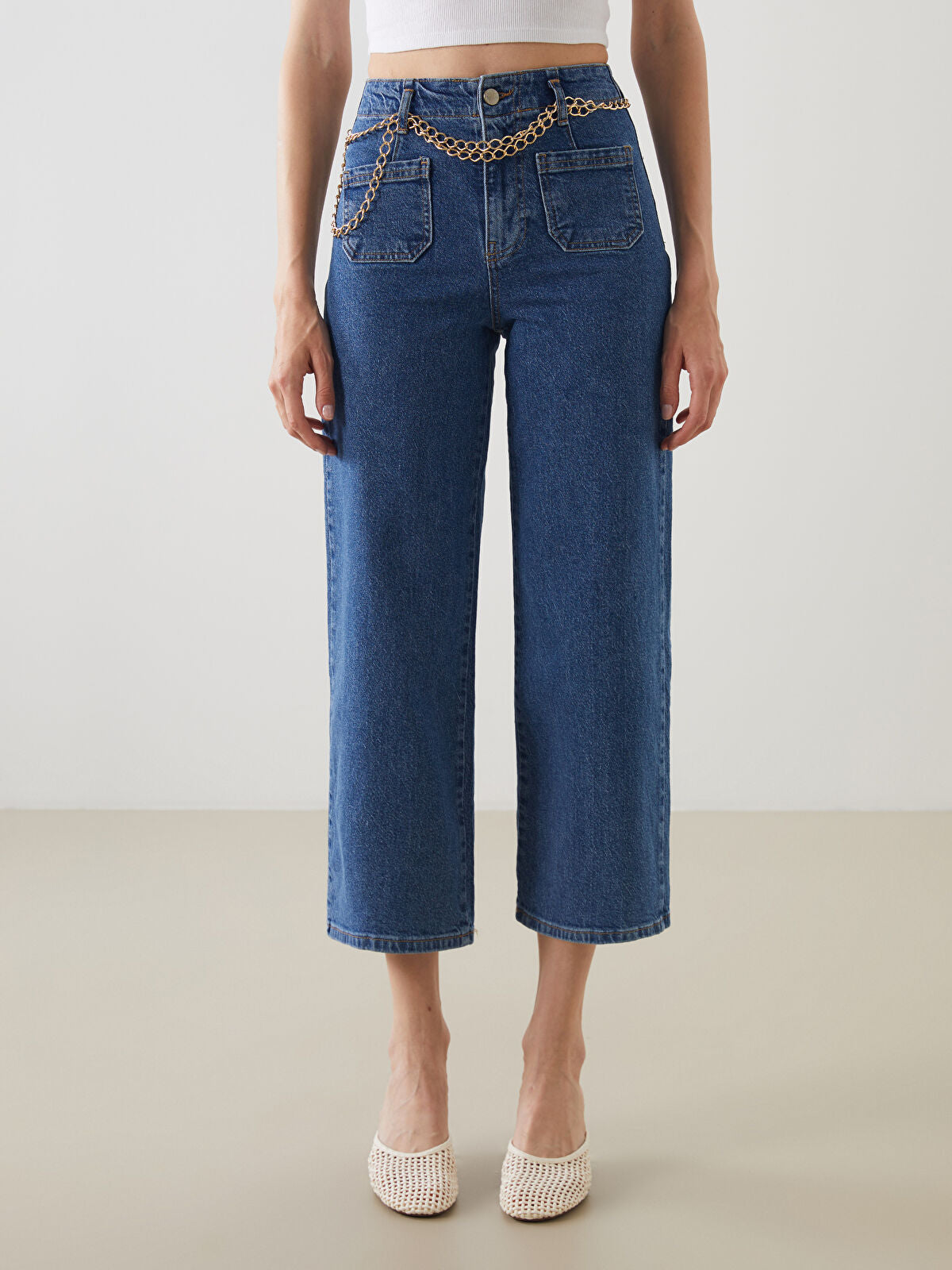 Women’s Belted Wide Leg Jean Pants