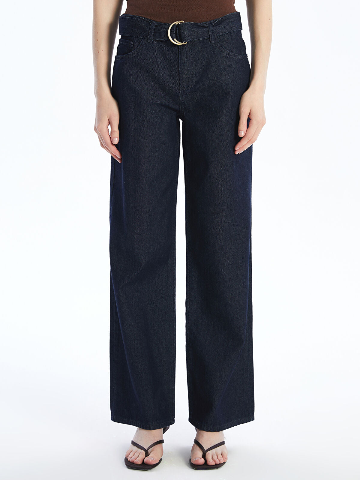 Women’s Belted Wide Leg Jean Pants