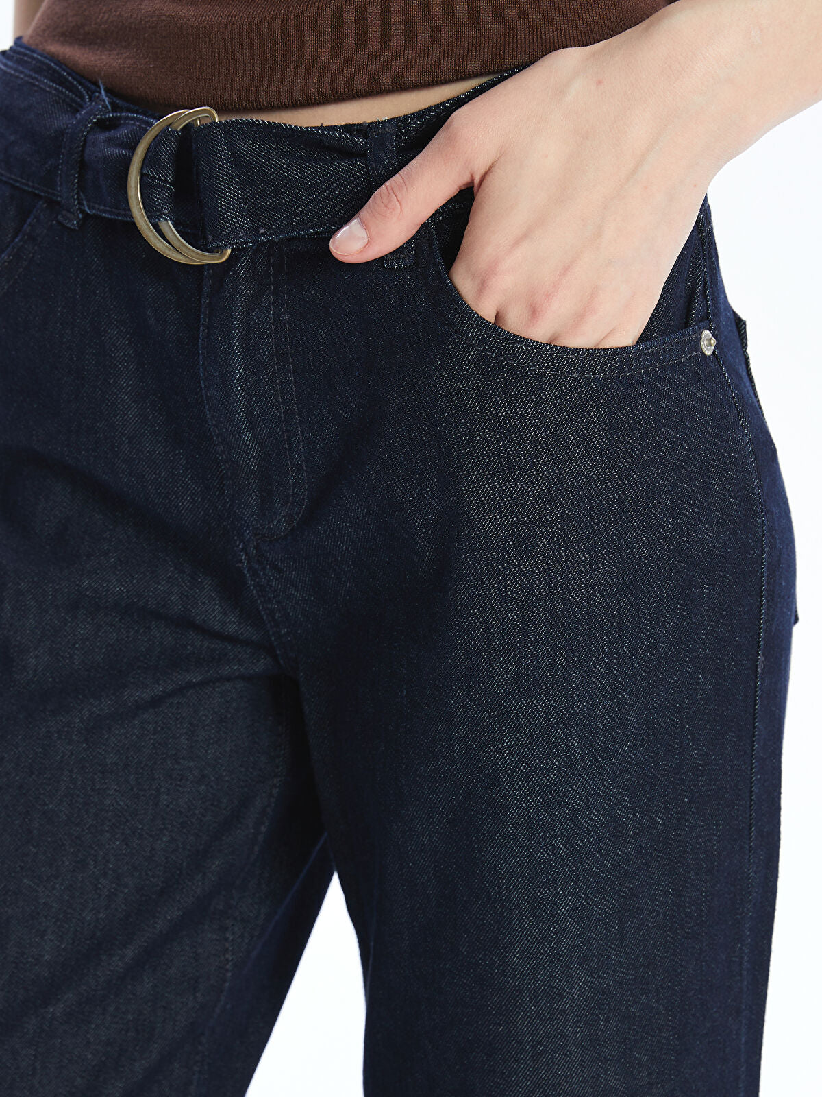 Women’s Belted Wide Leg Jean Pants