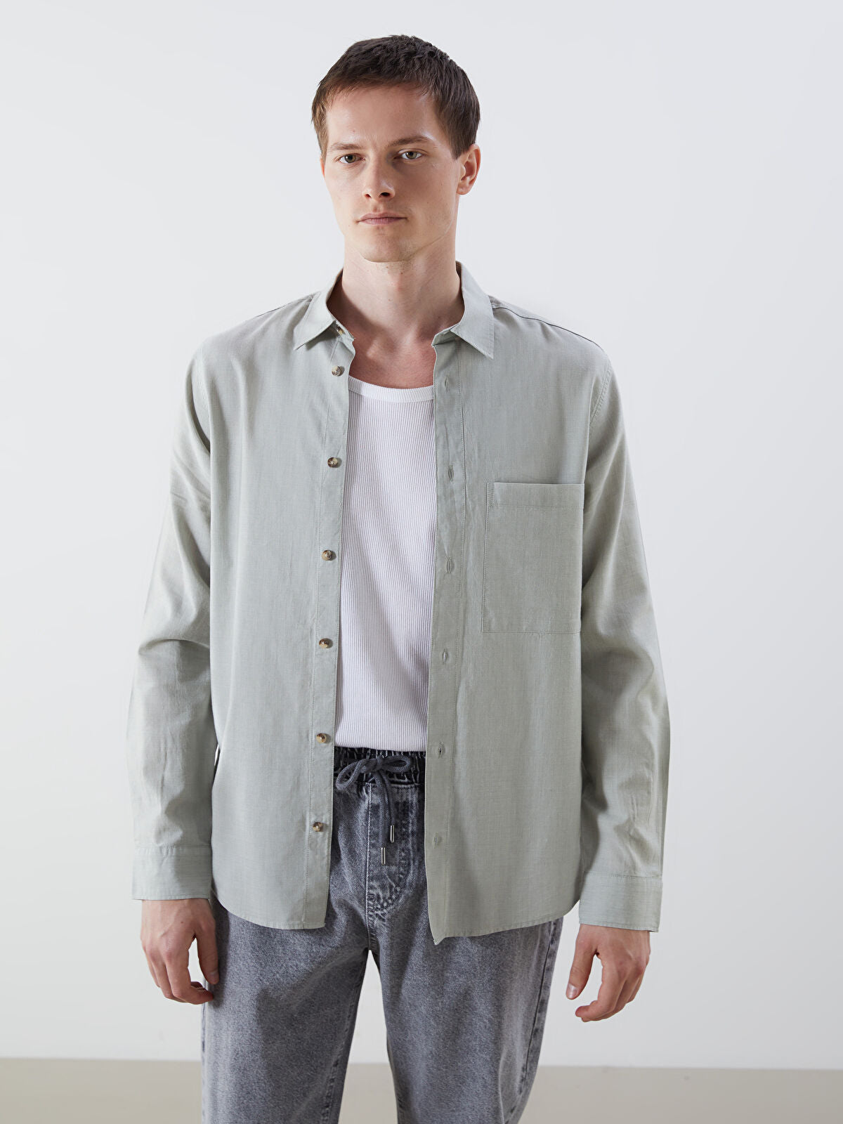 Regular Fit Long Sleeve Men's Jeans T-shirt