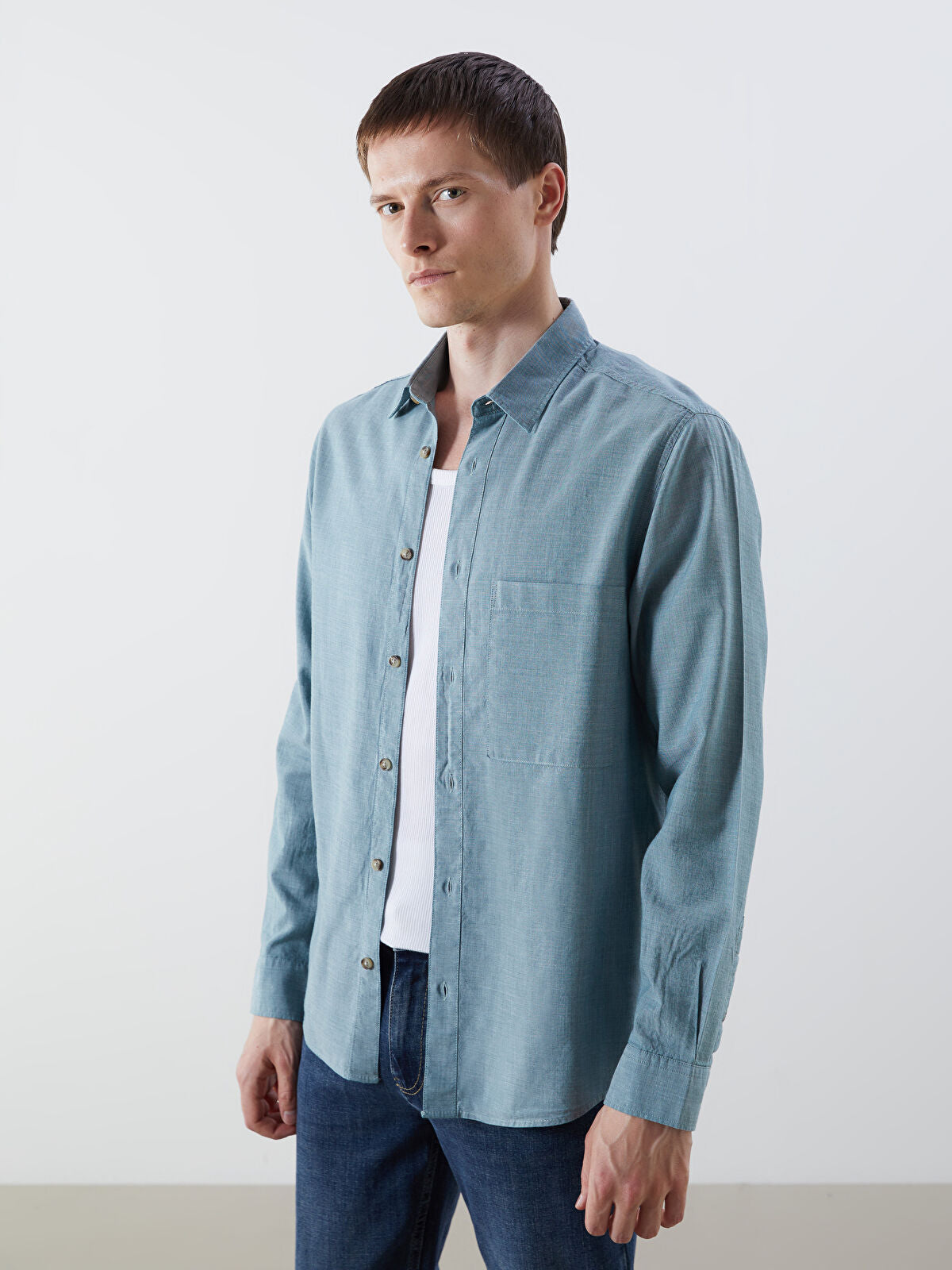 Regular Fit Long Sleeve Men's Jeans T-shirt