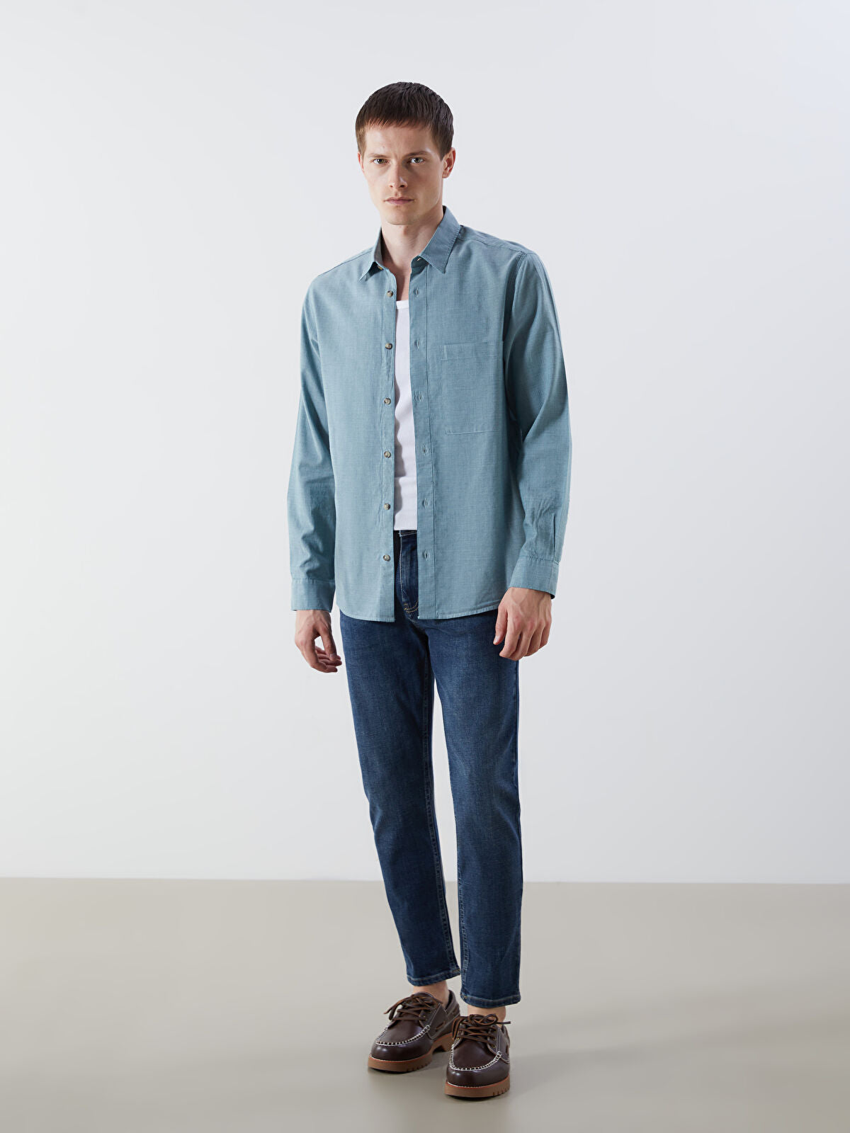 Regular Fit Long Sleeve Men's Jeans T-shirt