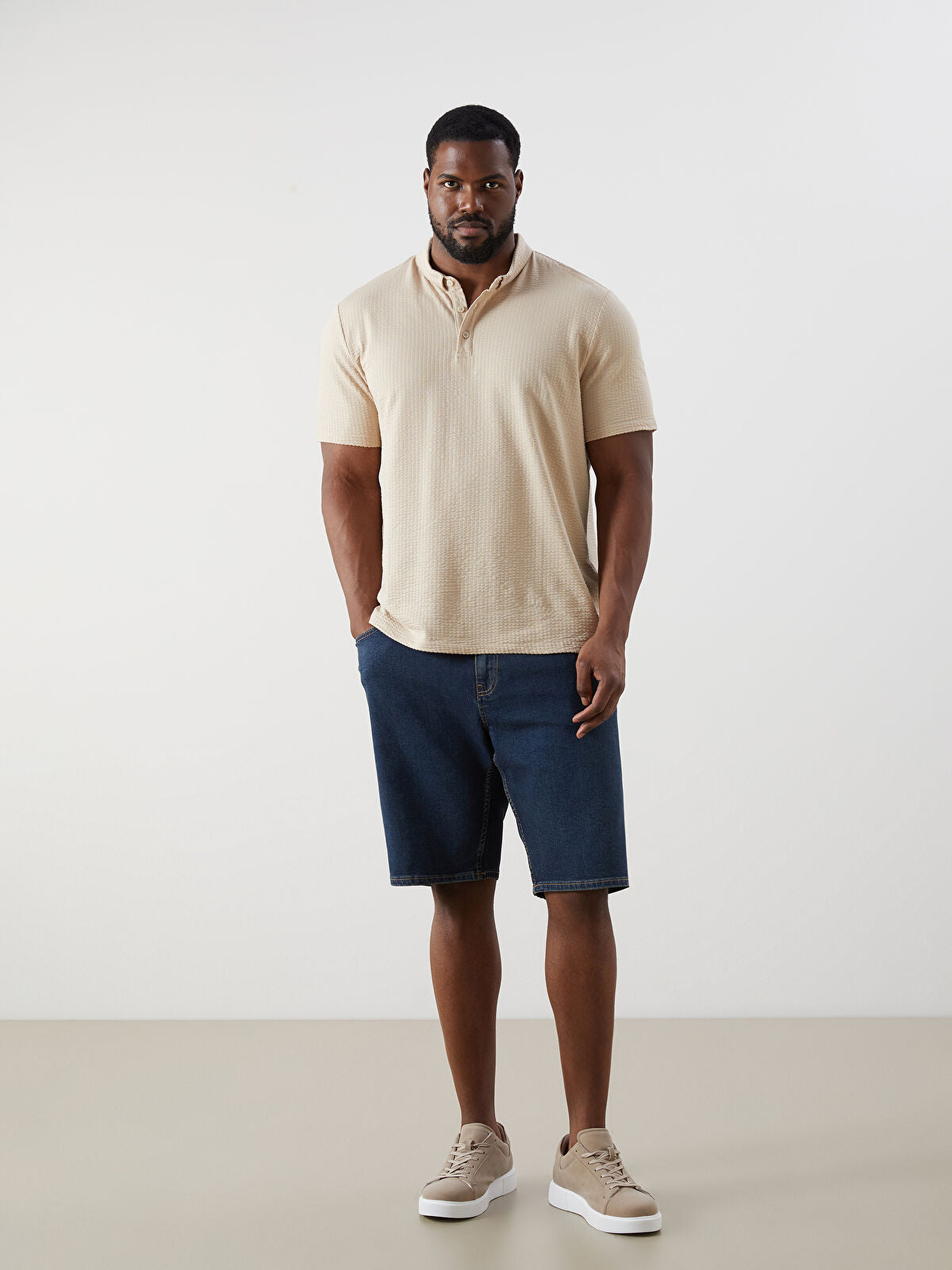Men's Standard Fit Big Size Jean Shorts
